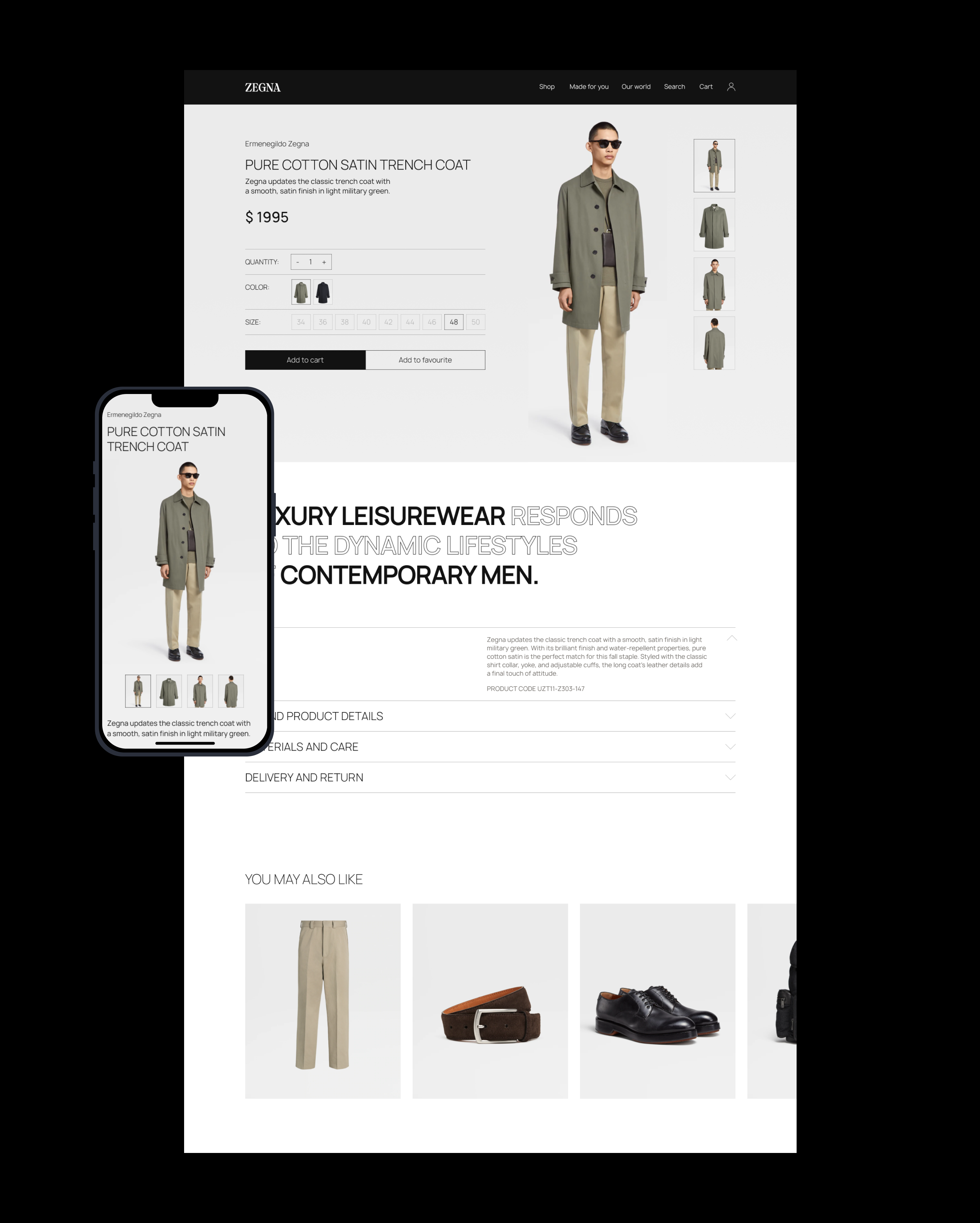 Ermenegildo Zegna: редизайн сайта-бутика — Изображение №7 — Интерфейсы, Брендинг на Dprofile