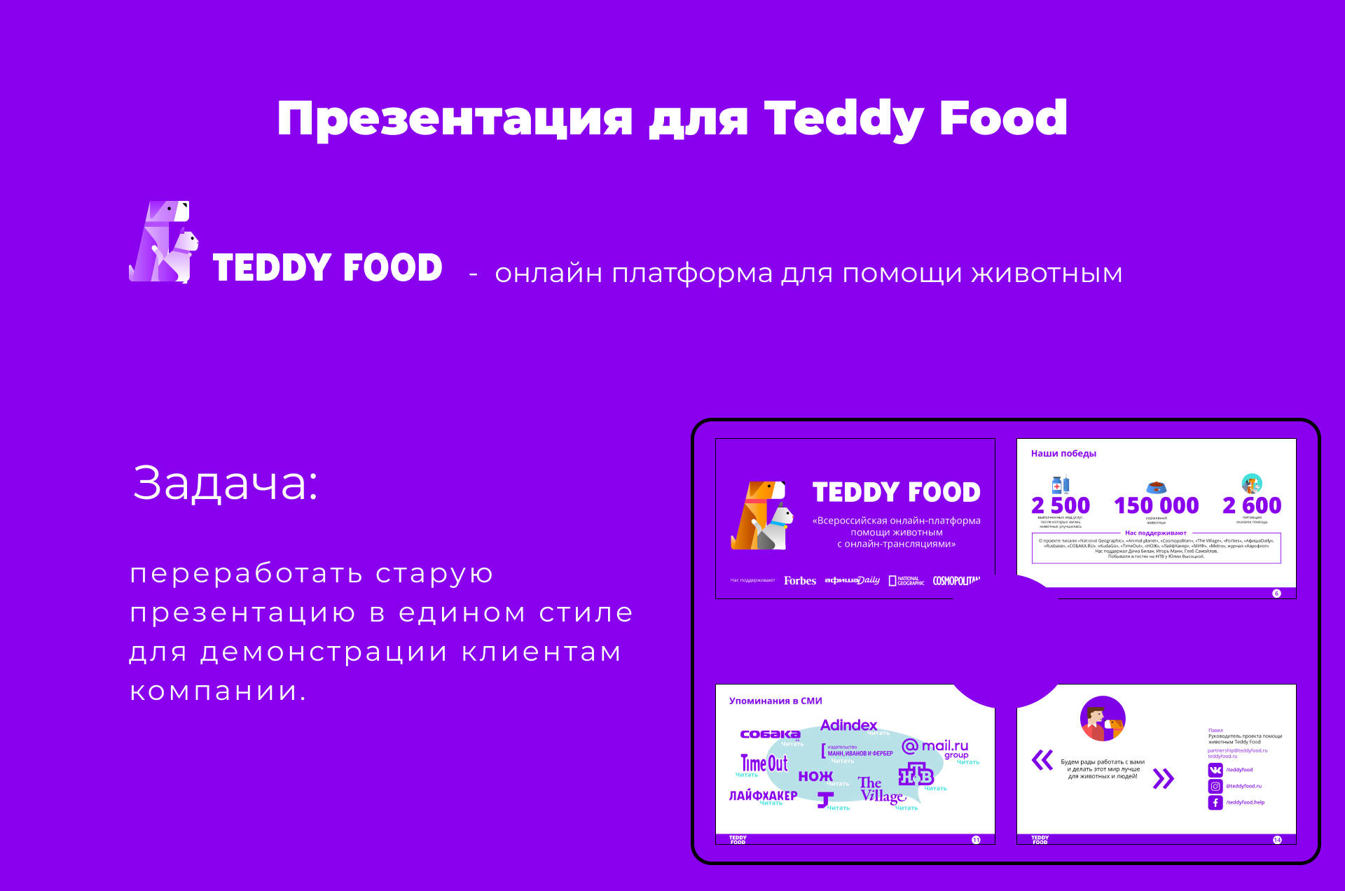 Редизайн презентации для приюта — Изображение №2 — Брендинг, Маркетинг на Dprofile