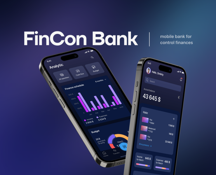 FinCon Bank - mobile bank iOS app UX/UI — Интерфейсы на Dprofile