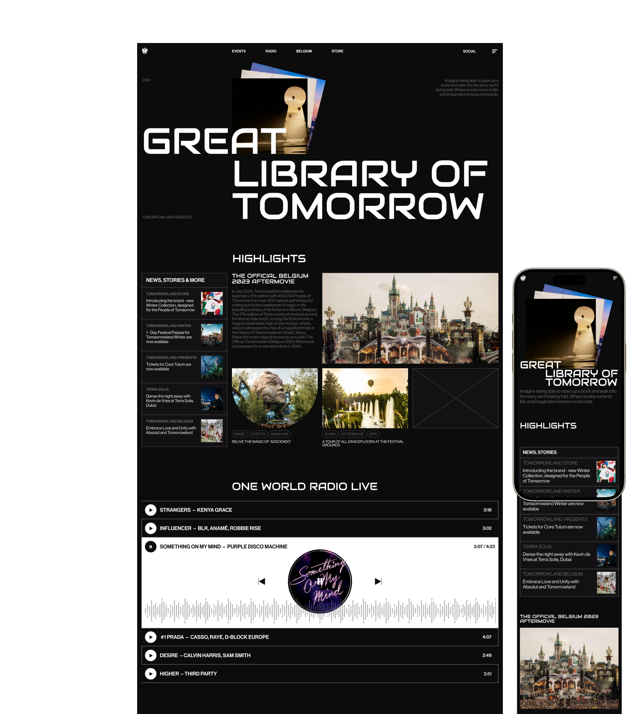 TOMORROWLAND | News website | (RE)design concept — Изображение №2 — Интерфейсы на Dprofile