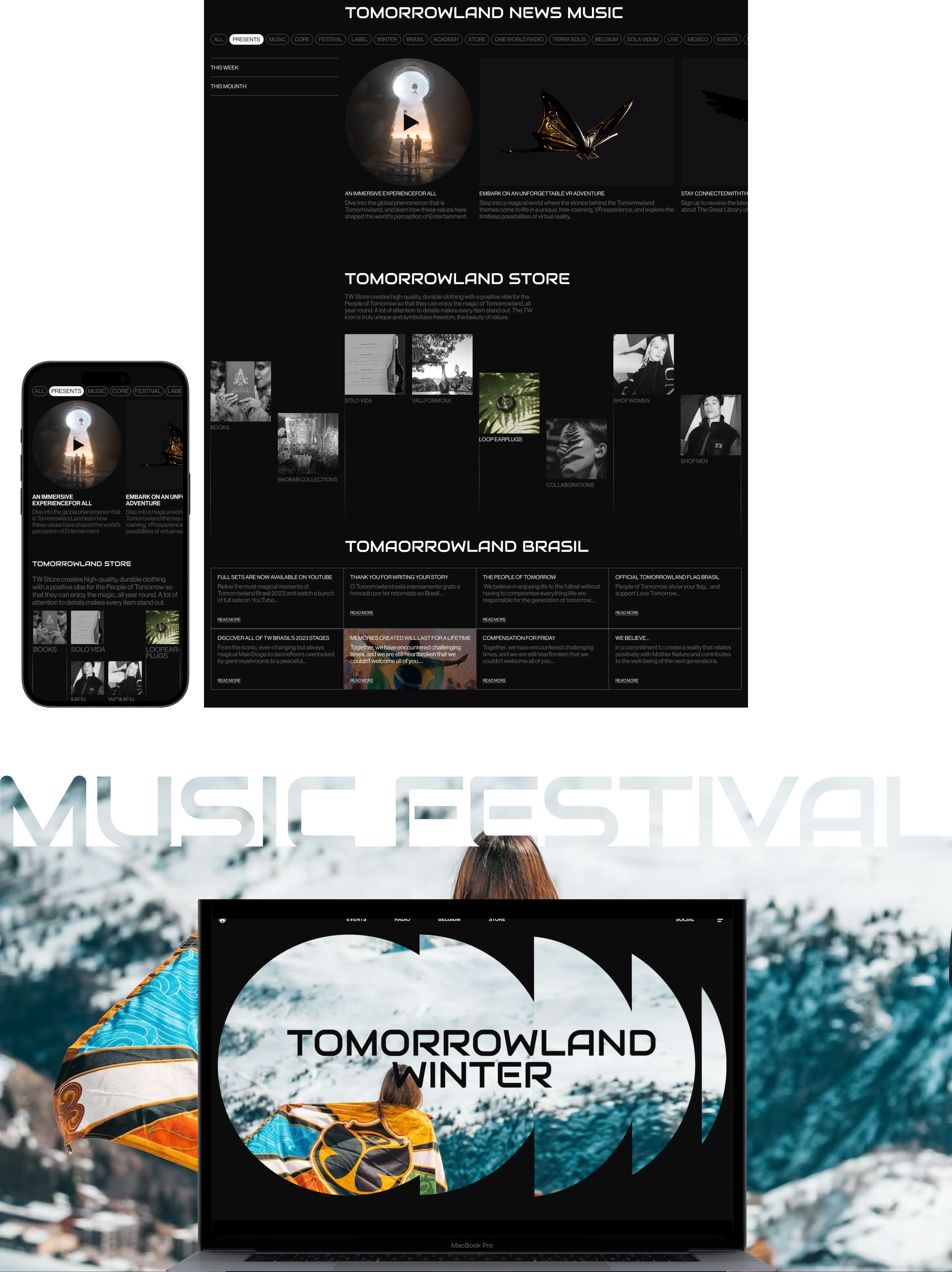 TOMORROWLAND | News website | (RE)design concept — Изображение №3 — Интерфейсы на Dprofile