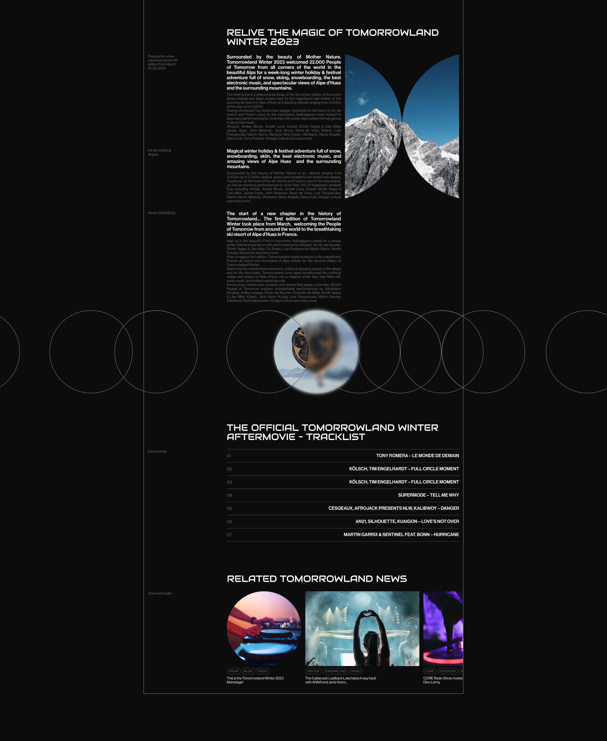 TOMORROWLAND | News website | (RE)design concept — Изображение №4 — Интерфейсы на Dprofile