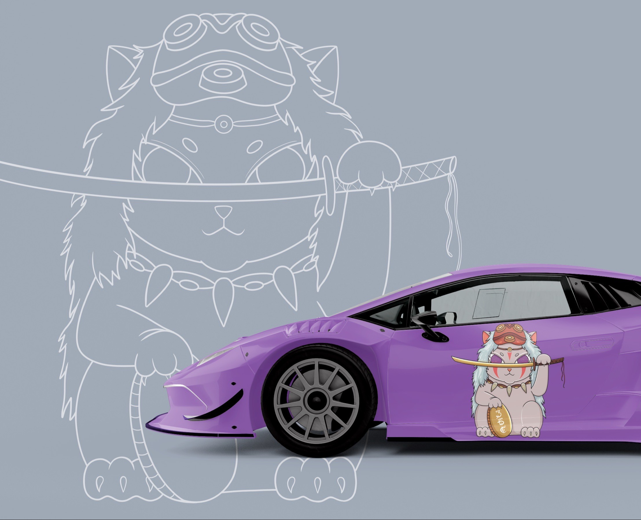 Mononoke lucky cat — Брендинг, Иллюстрация на Dprofile