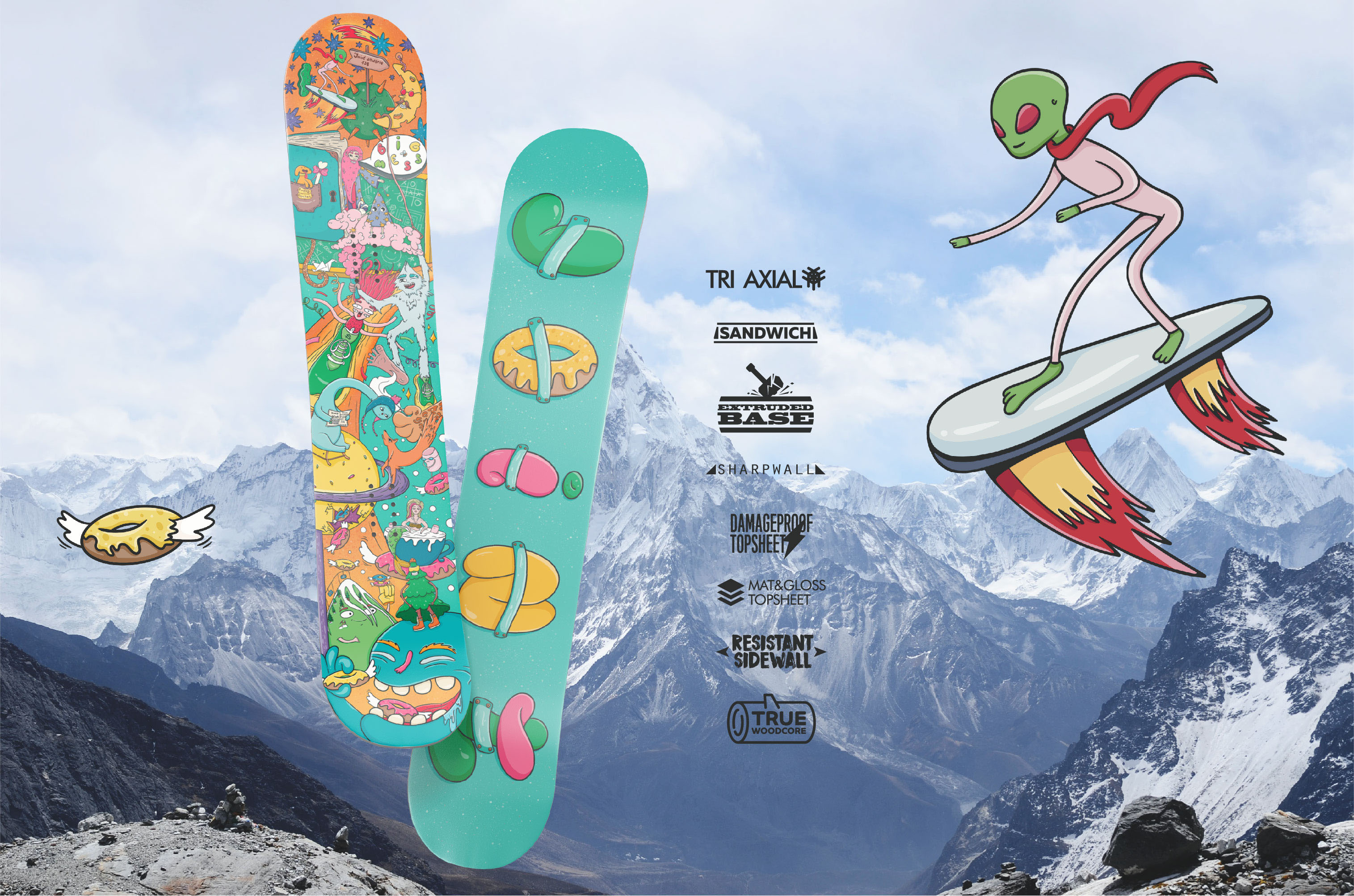 Print-design for teen snowboard JOINT "Big mess" — Изображение №2 — Брендинг, Иллюстрация на Dprofile