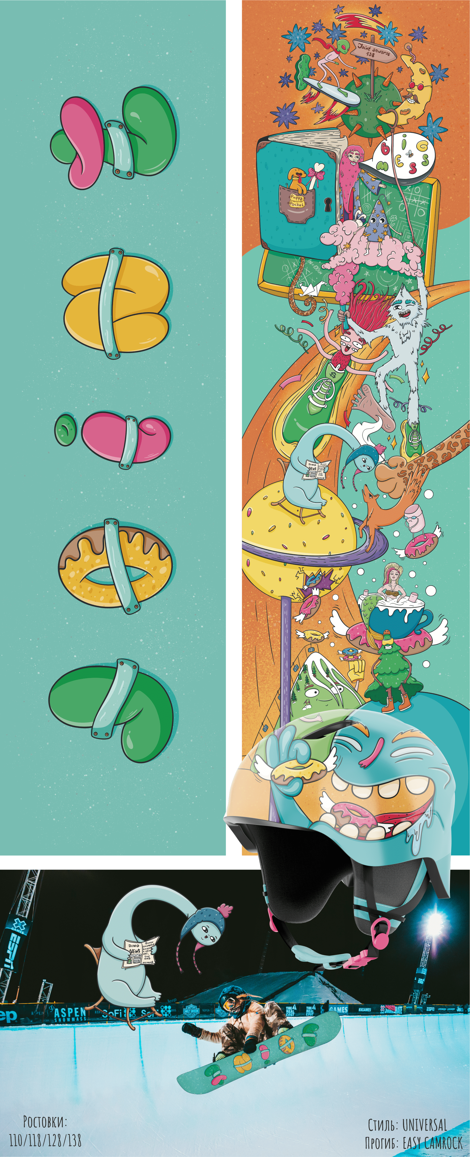 Print-design for teen snowboard JOINT "Big mess" — Изображение №3 — Брендинг, Иллюстрация на Dprofile