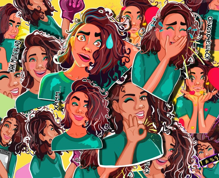 Ziwendys illustrator stickers| Зи иллюстратор стикеры — Иллюстрация, Графика на Dprofile