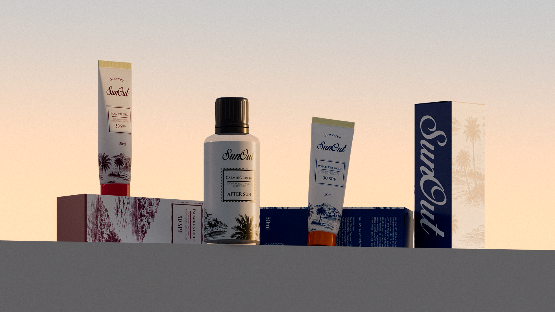 Sun Out sunscreen - дизайн упаковки солнцезащитных средств — Изображение №10 — Брендинг, 3D на Dprofile