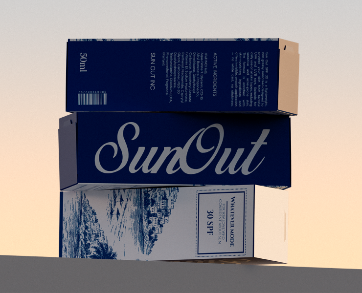 Sun Out sunscreen - дизайн упаковки солнцезащитных средств — Брендинг, 3D на Dprofile