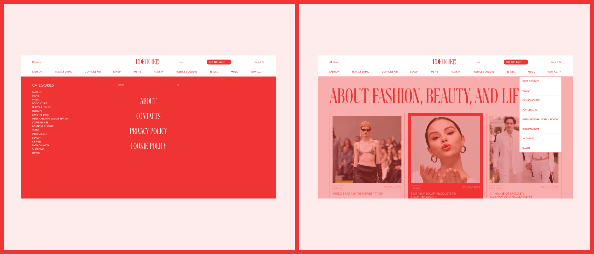 L’ officiel Usa — News Website Redesign — Изображение №3 — Интерфейсы, Брендинг на Dprofile