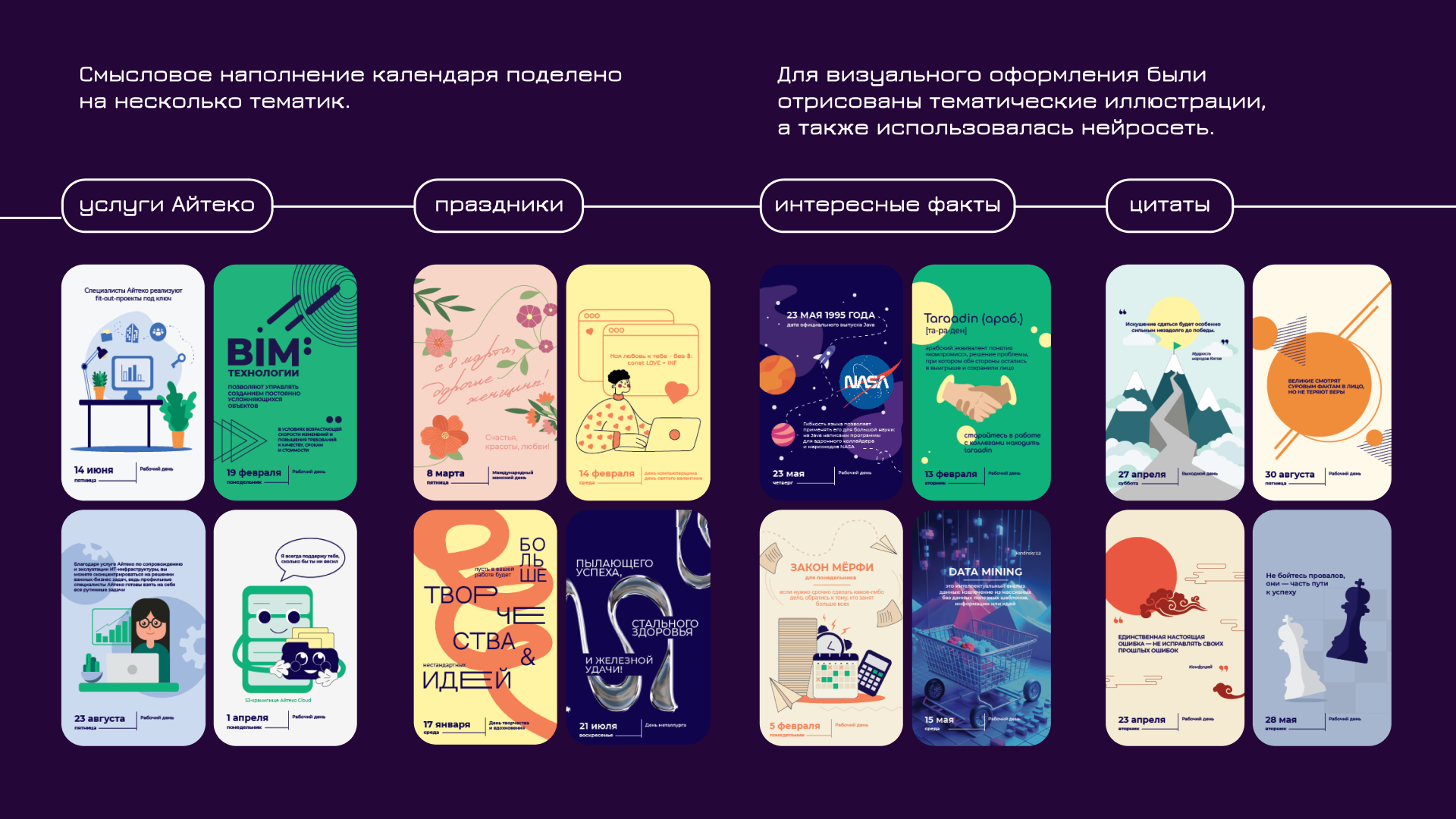 Креативный отрывной календарь Айтеко 2024 — Изображение №4 — Иллюстрация, Графика на Dprofile