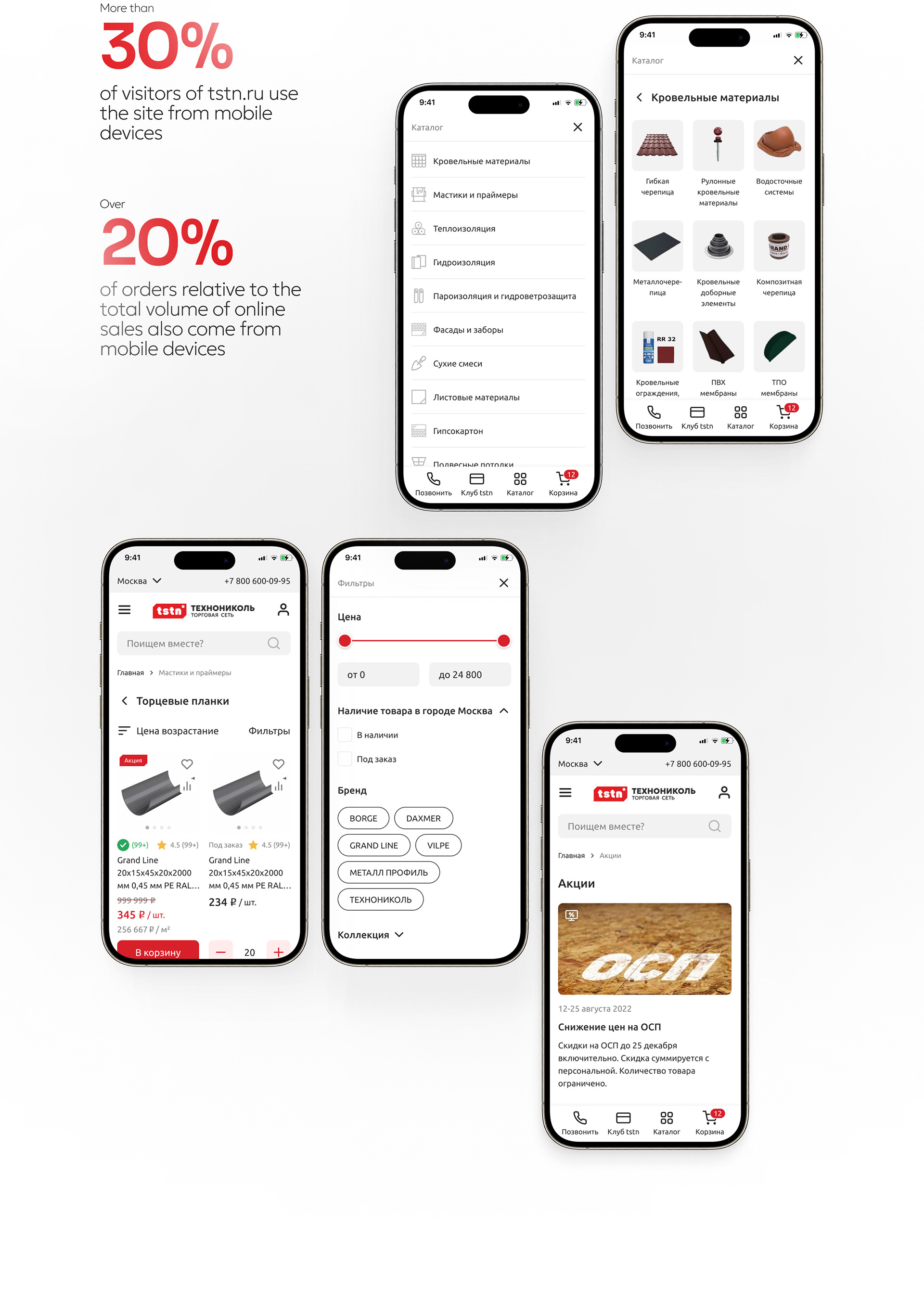 The Technonicol mobile site — Изображение №2 — Интерфейсы, Анимация на Dprofile