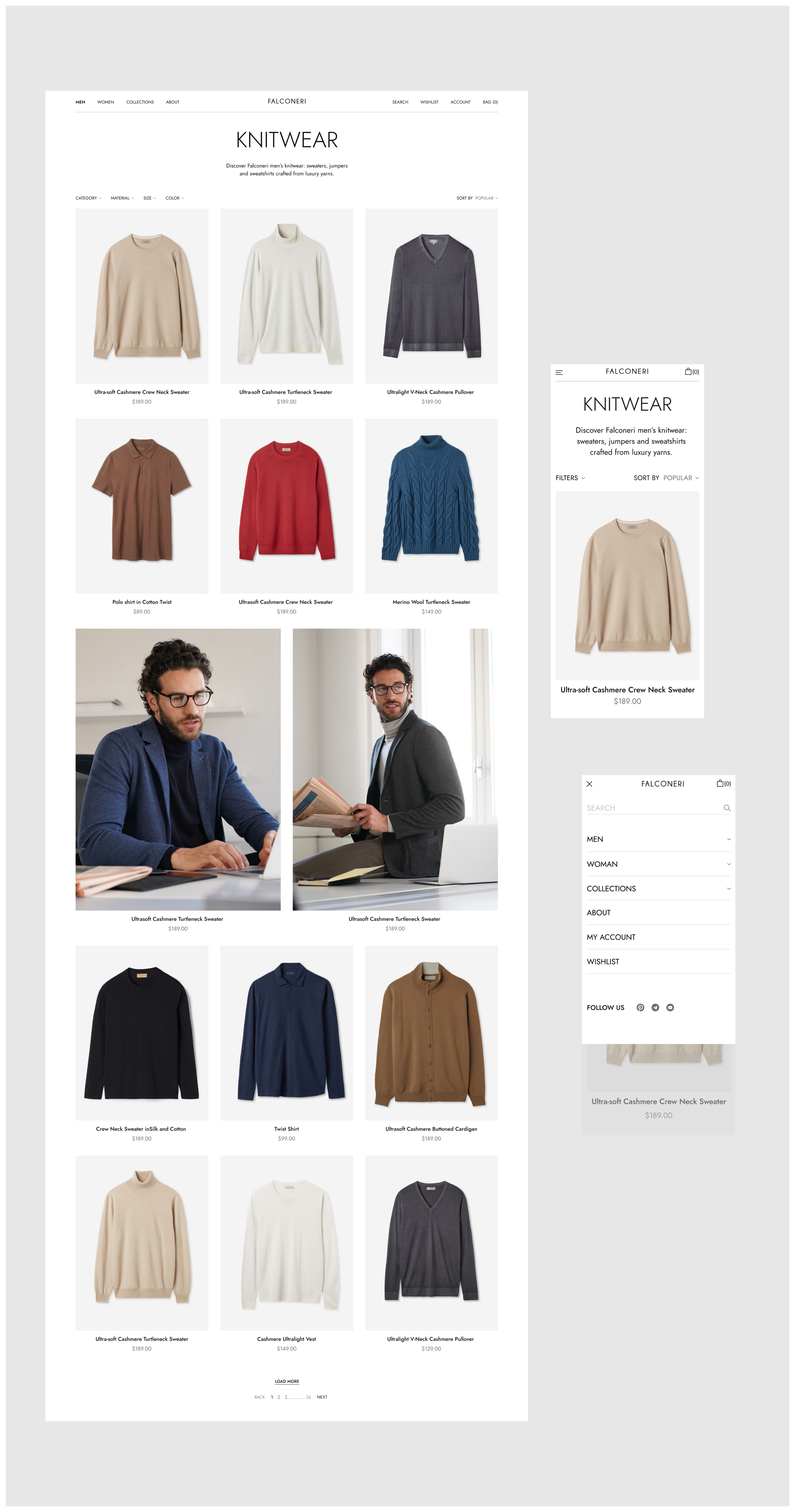 Falconeri / E-commerce — Изображение №5 — Интерфейсы, Брендинг на Dprofile