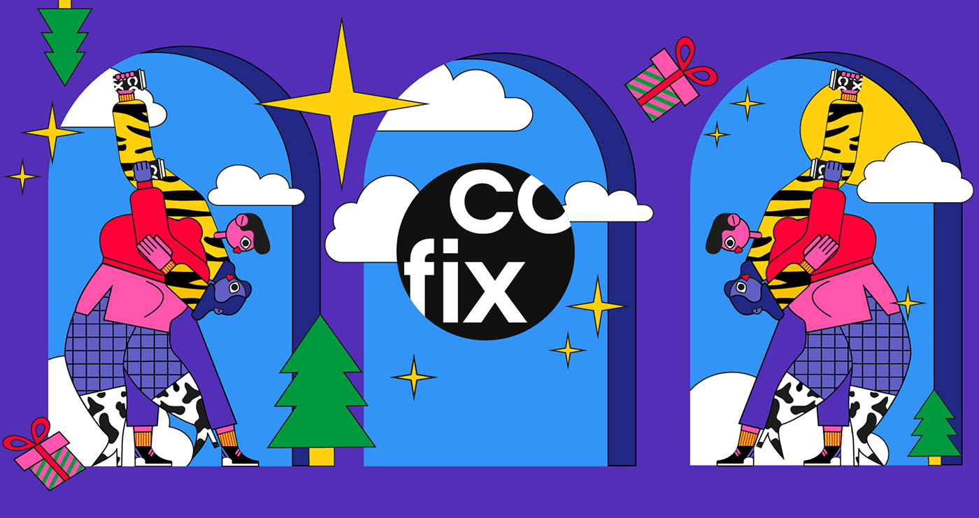 Дизайн новогодних стаканчиков для сети кофеен Cofix — Изображение №5 — Брендинг, Иллюстрация на Dprofile