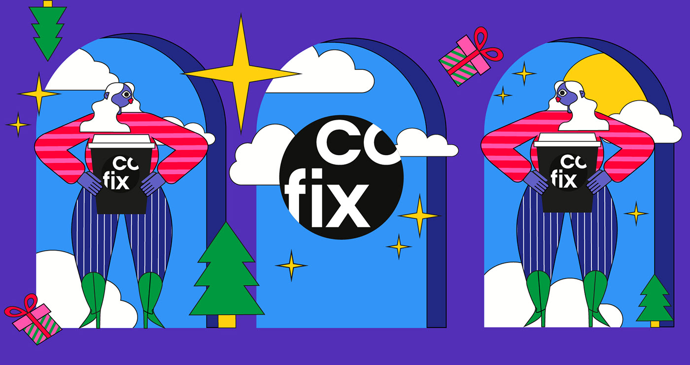 Дизайн новогодних стаканчиков для сети кофеен Cofix — Изображение №7 — Брендинг, Иллюстрация на Dprofile