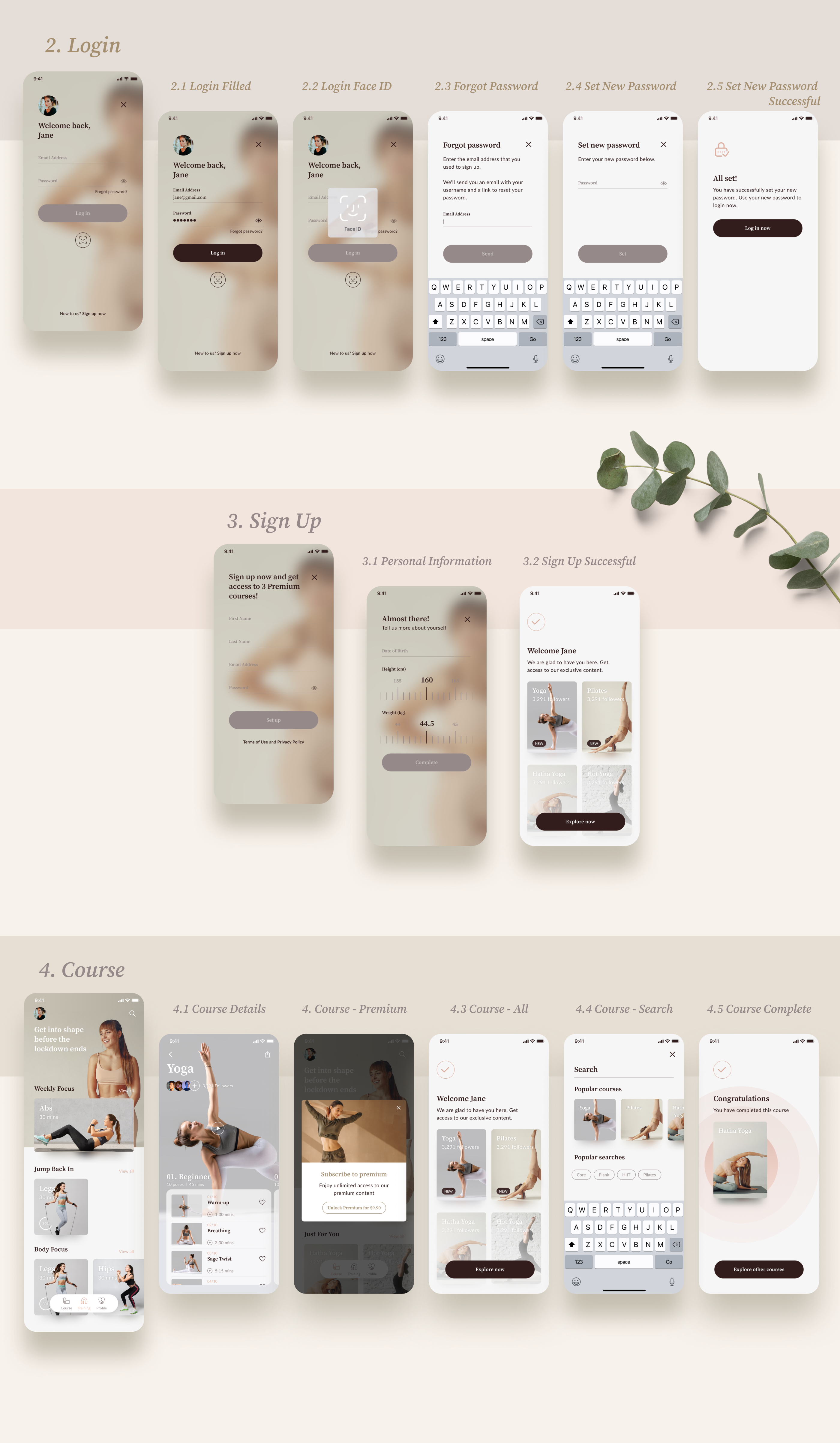 Mobile Fitness & Yoga App UX/UI design — Изображение №5 — Брендинг, Интерфейсы на Dprofile