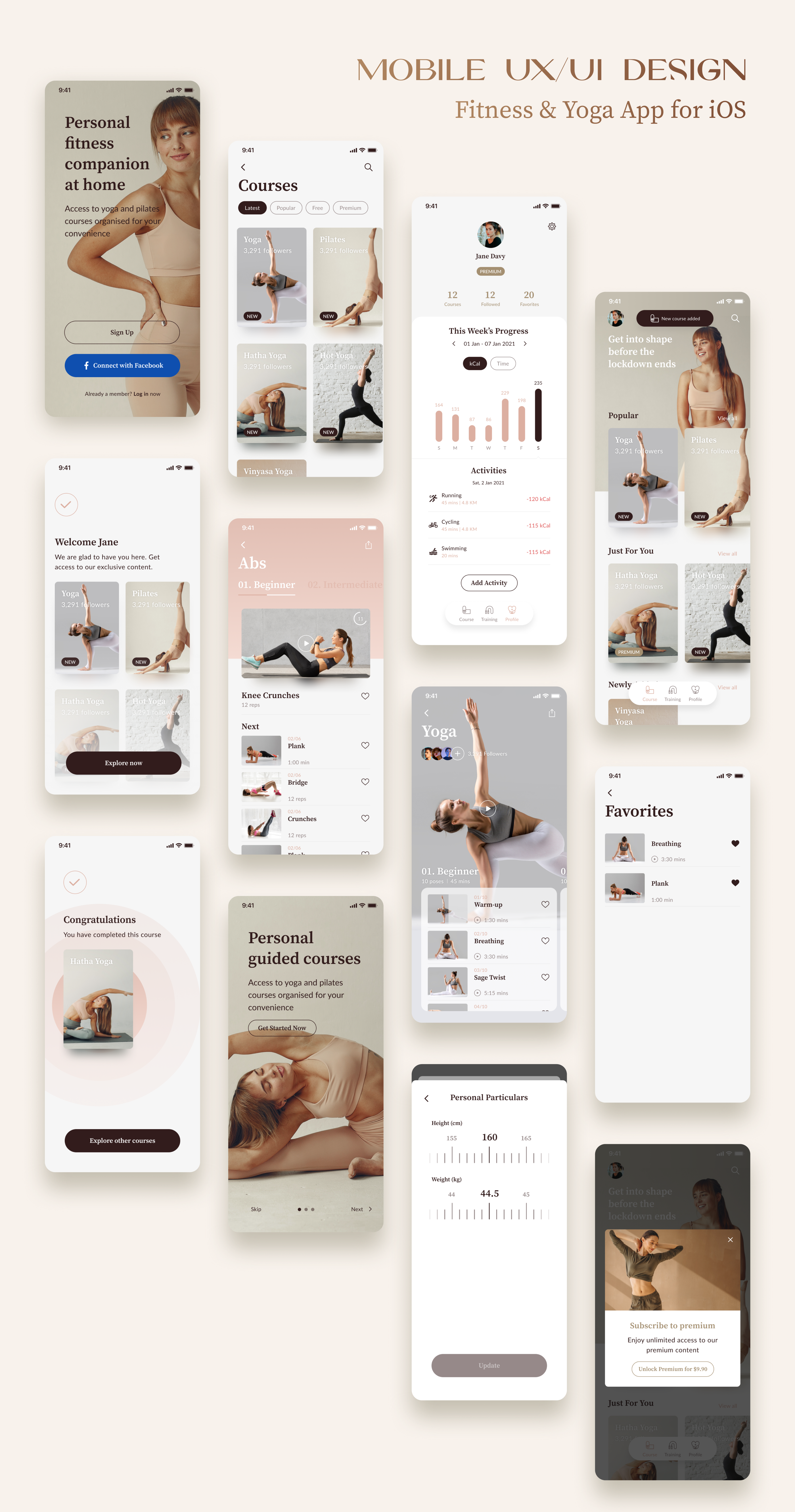 Mobile Fitness & Yoga App UX/UI design — Изображение №2 — Брендинг, Интерфейсы на Dprofile