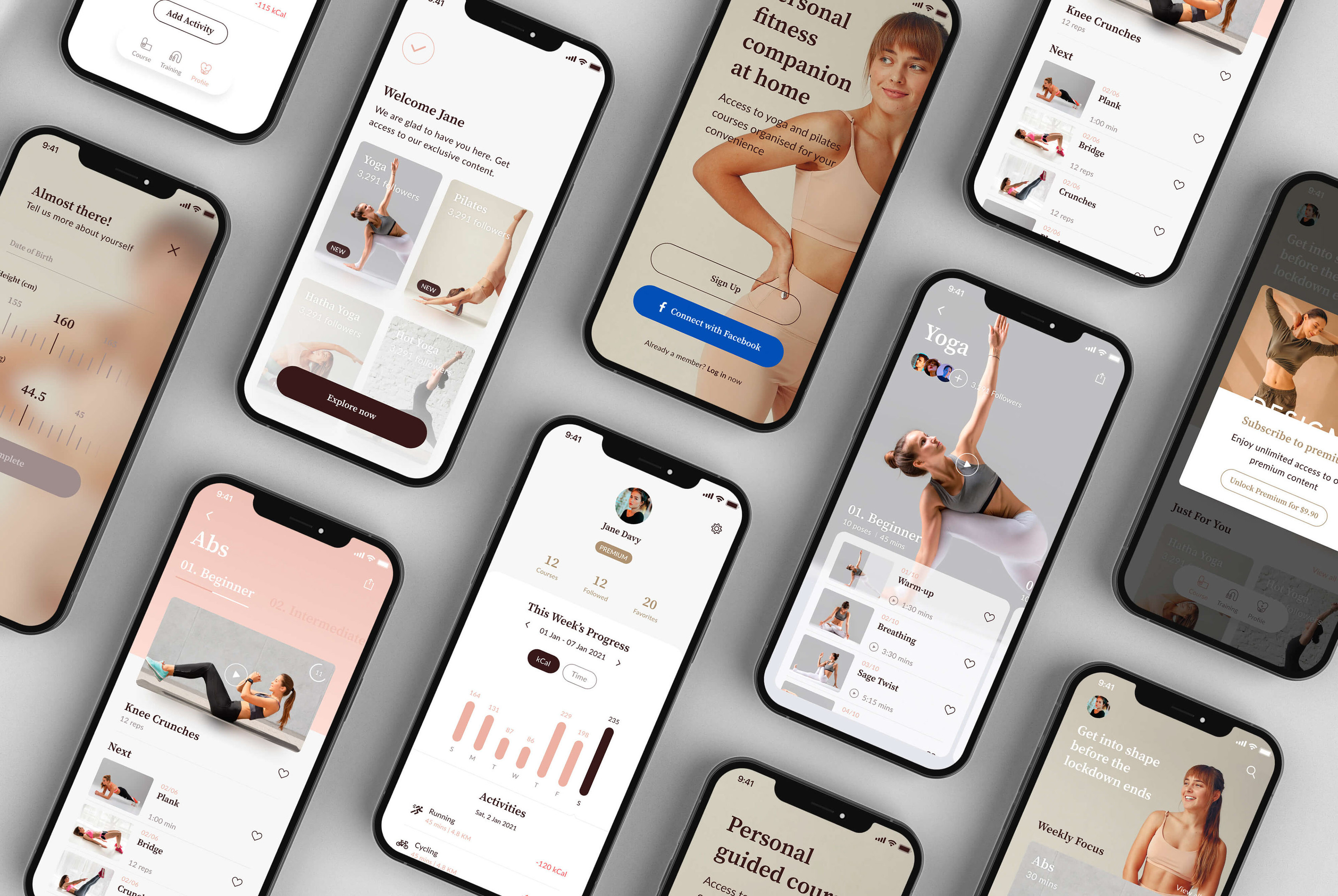 Mobile Fitness & Yoga App UX/UI design — Изображение №7 — Брендинг, Интерфейсы на Dprofile