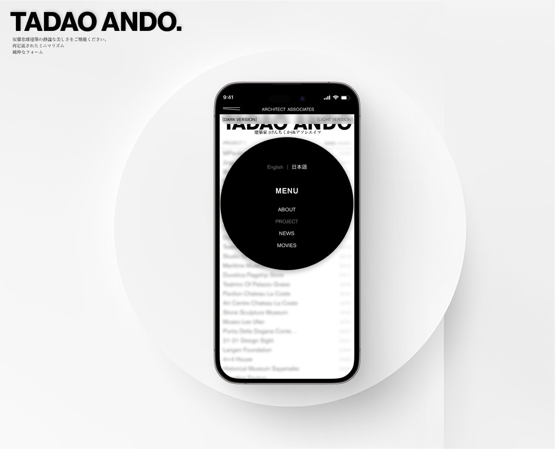 Tadao Ando | Corporate — Интерфейсы на Dprofile