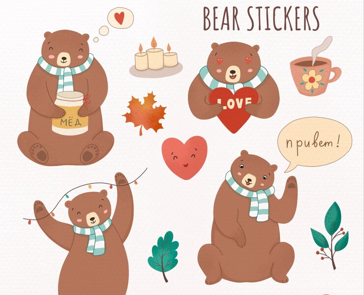 Bear stickers — Иллюстрация на Dprofile