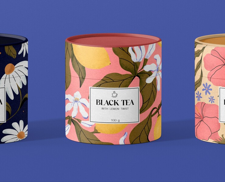 Tea packaging. Floral patterns — Брендинг, Иллюстрация на Dprofile