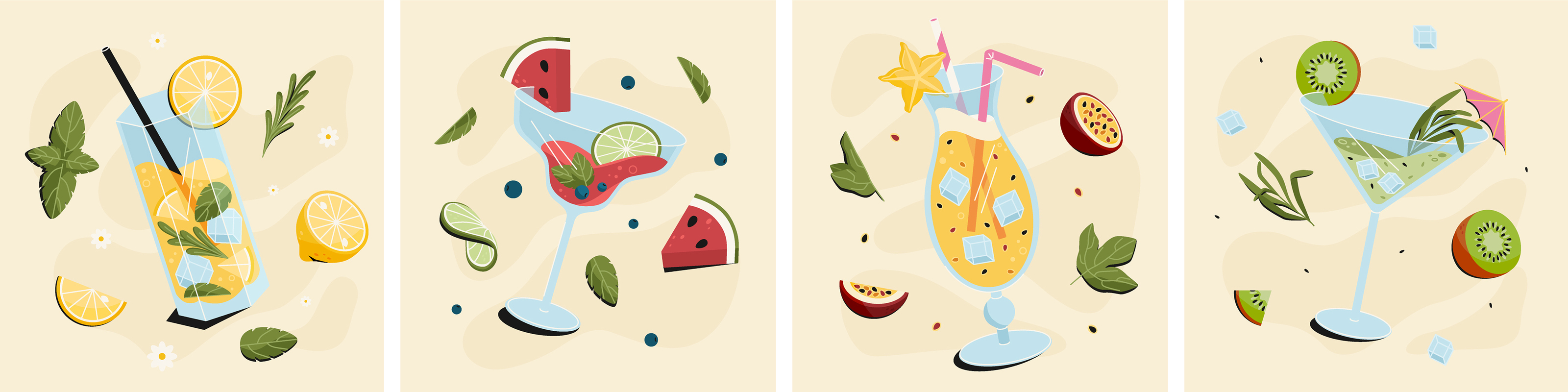 Summer cocktails — Изображение №1 — Иллюстрация, Графика на Dprofile