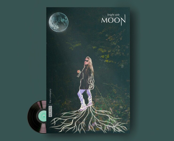 Музыкальная обложка «Bright side moon». — Иллюстрация, Графика на Dprofile