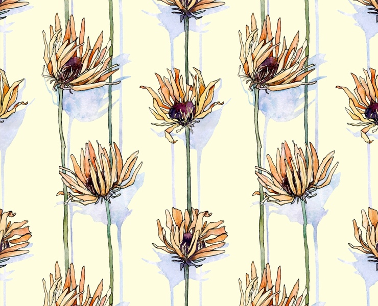 Pattern with yellow gerbera — Брендинг, Иллюстрация на Dprofile