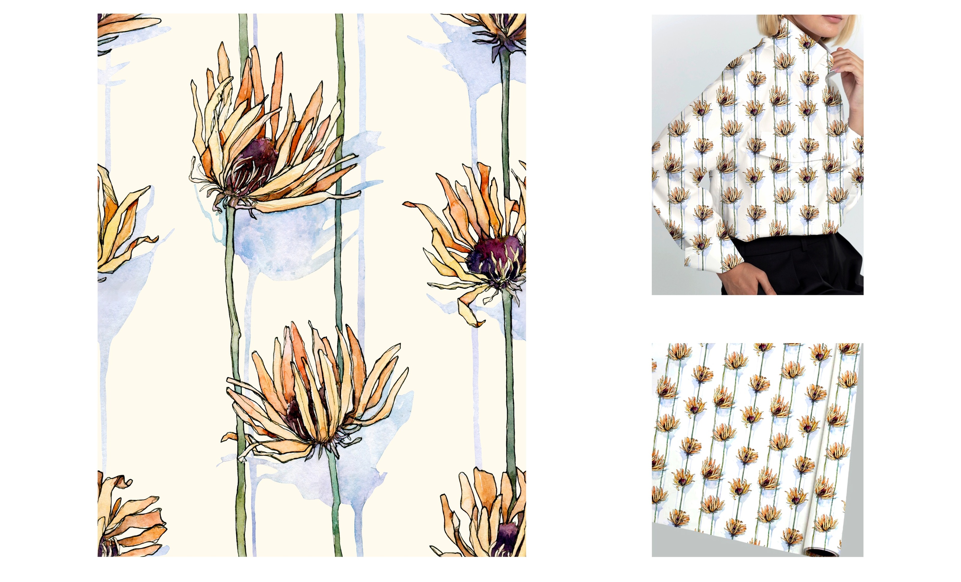 Pattern with yellow gerbera — Изображение №2 — Брендинг, Иллюстрация на Dprofile