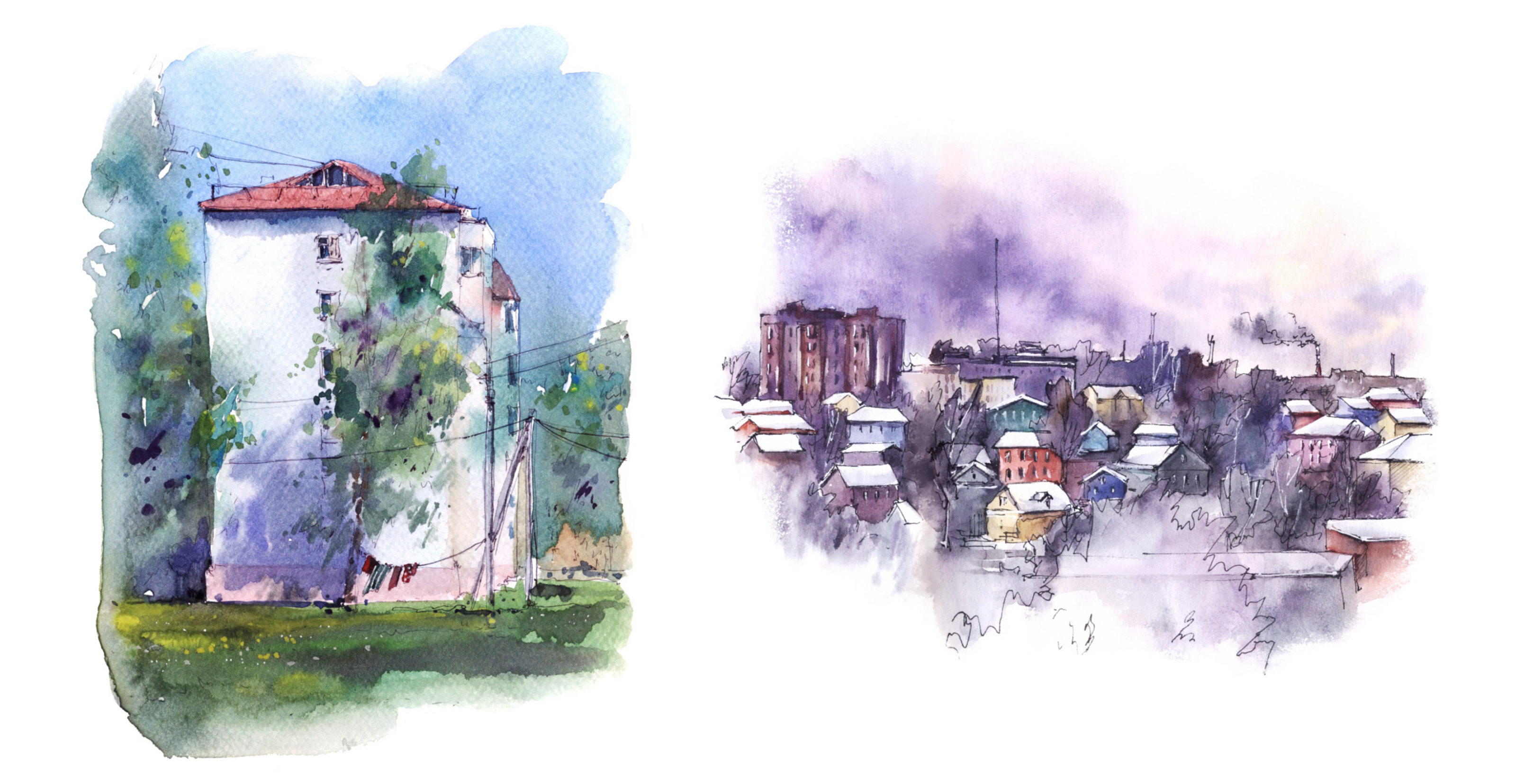 Architectural sketches in watercolor — Изображение №4 — Иллюстрация на Dprofile