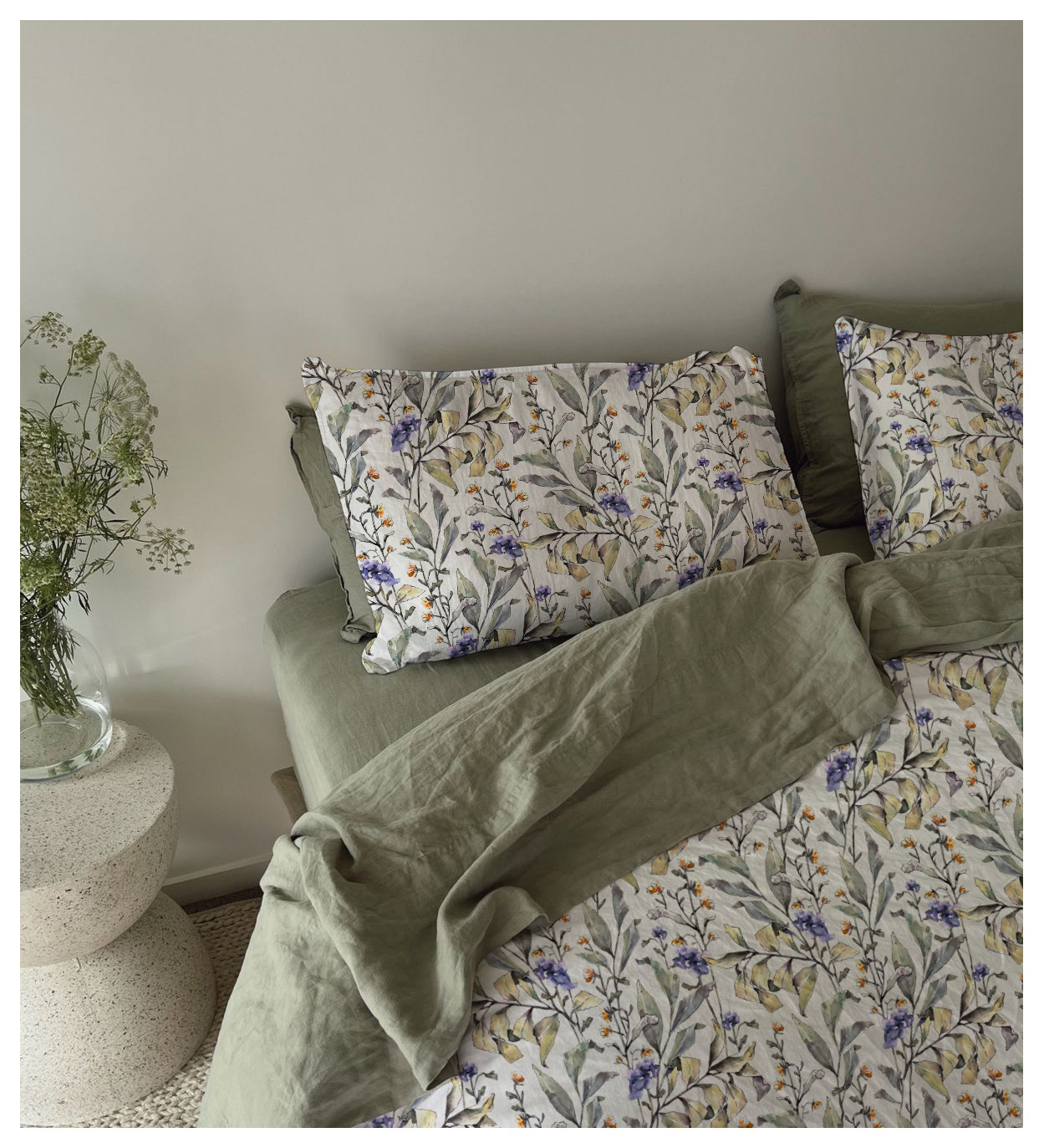 Seamless pattern with watercolor flowers and leaves — Изображение №4 — Иллюстрация на Dprofile