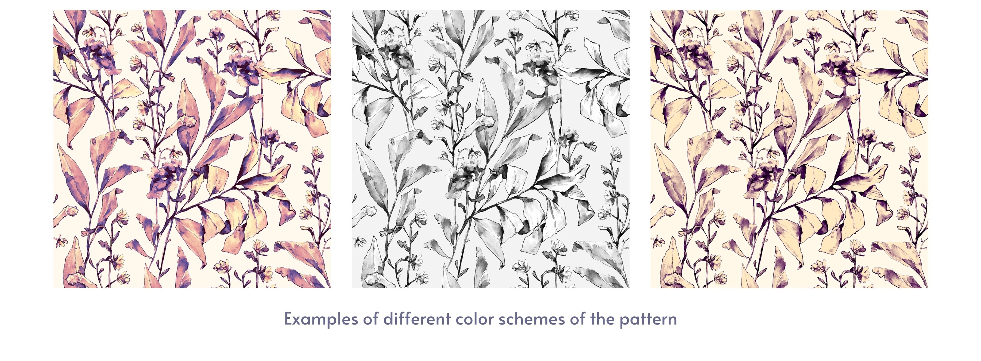 Seamless pattern with watercolor flowers and leaves — Изображение №10 — Иллюстрация на Dprofile