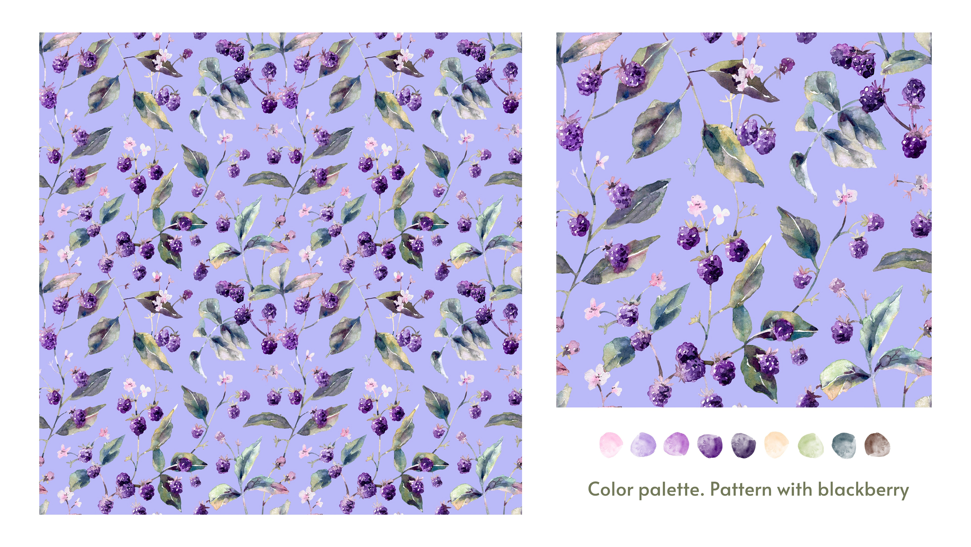 Hand drawn watercolor pattern with raspberries — Изображение №4 — Иллюстрация на Dprofile