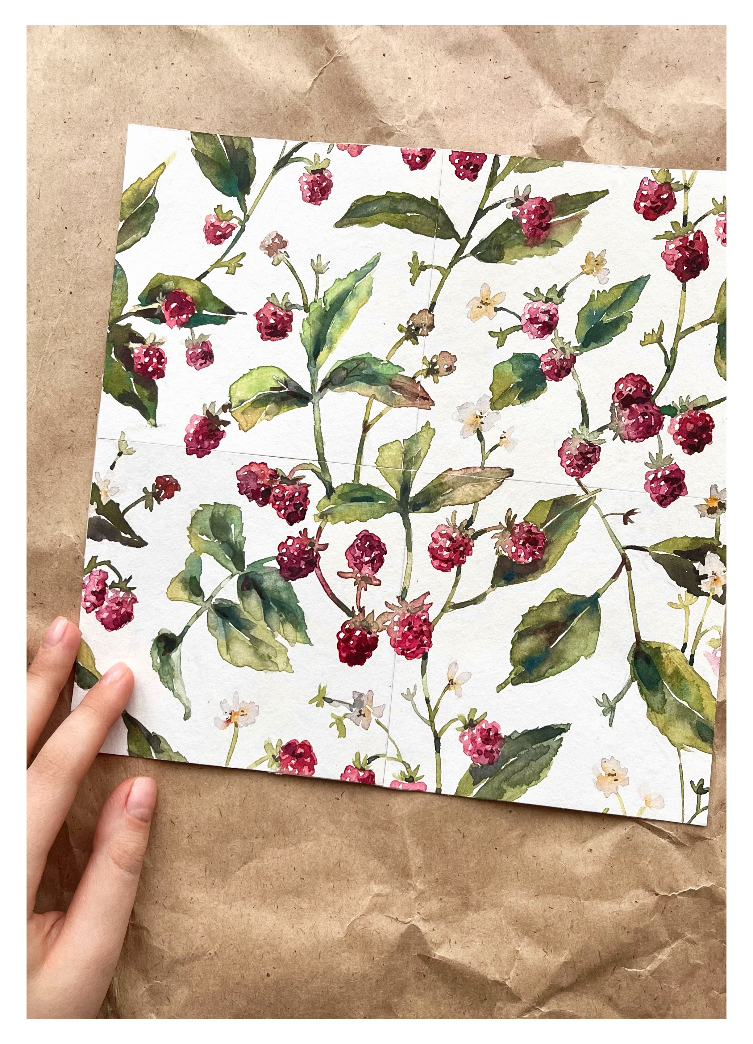 Hand drawn watercolor pattern with raspberries — Изображение №2 — Иллюстрация на Dprofile
