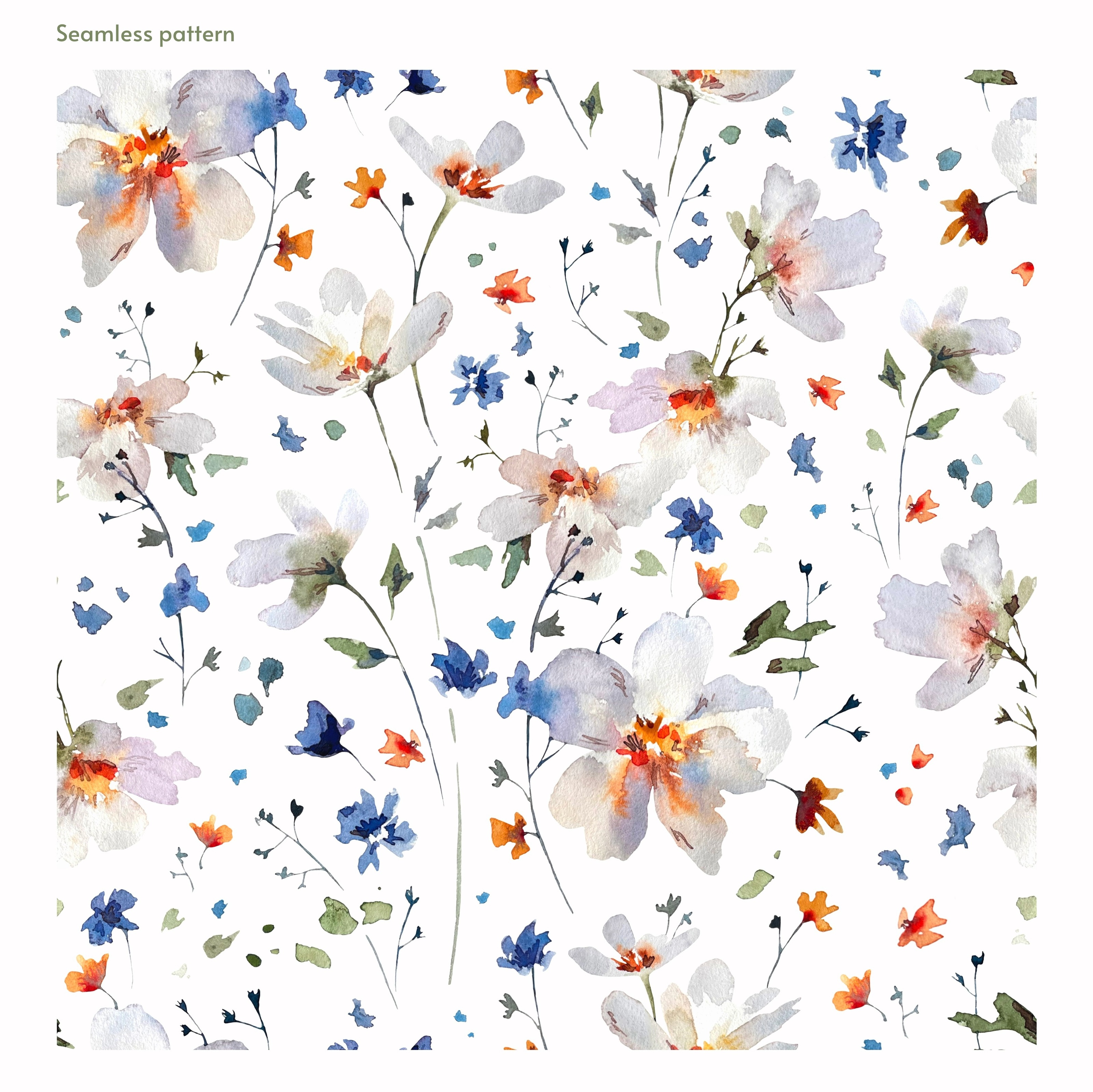 Gentle romantic pattern with watercolor meadow flowers — Изображение №2 — Иллюстрация на Dprofile