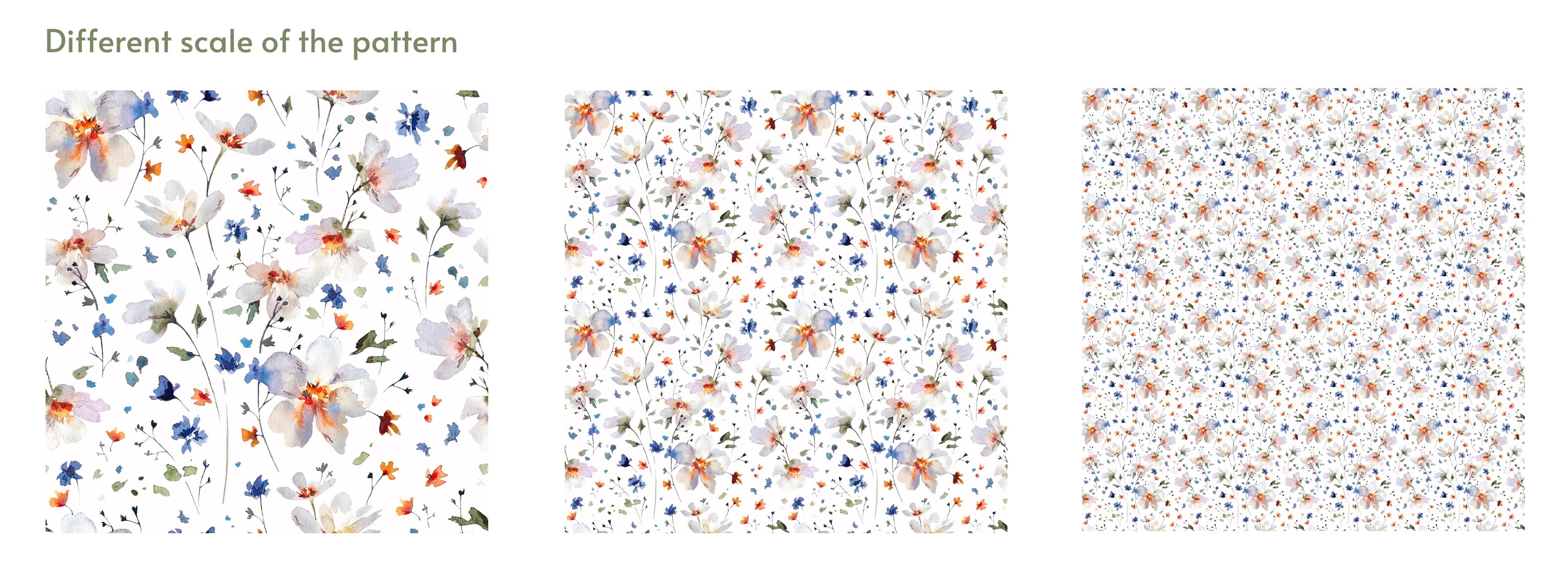 Gentle romantic pattern with watercolor meadow flowers — Изображение №3 — Иллюстрация на Dprofile