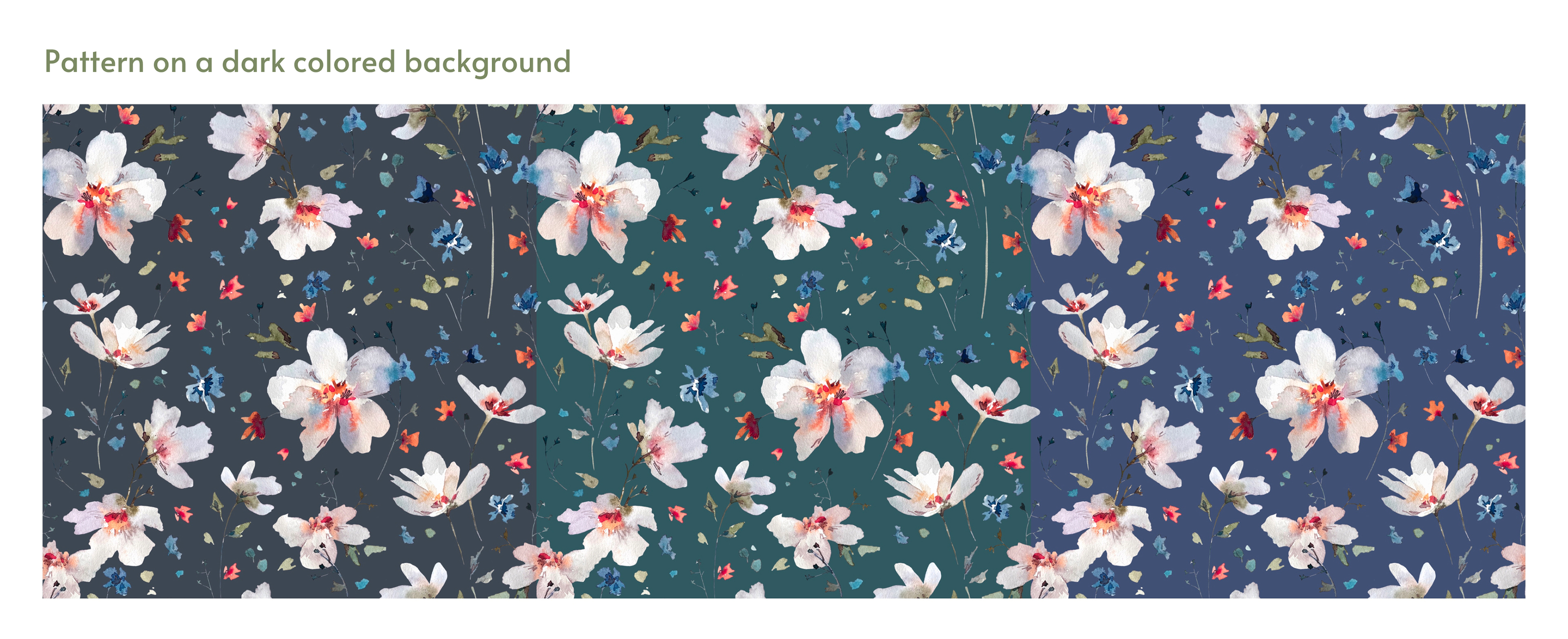Gentle romantic pattern with watercolor meadow flowers — Изображение №5 — Иллюстрация на Dprofile