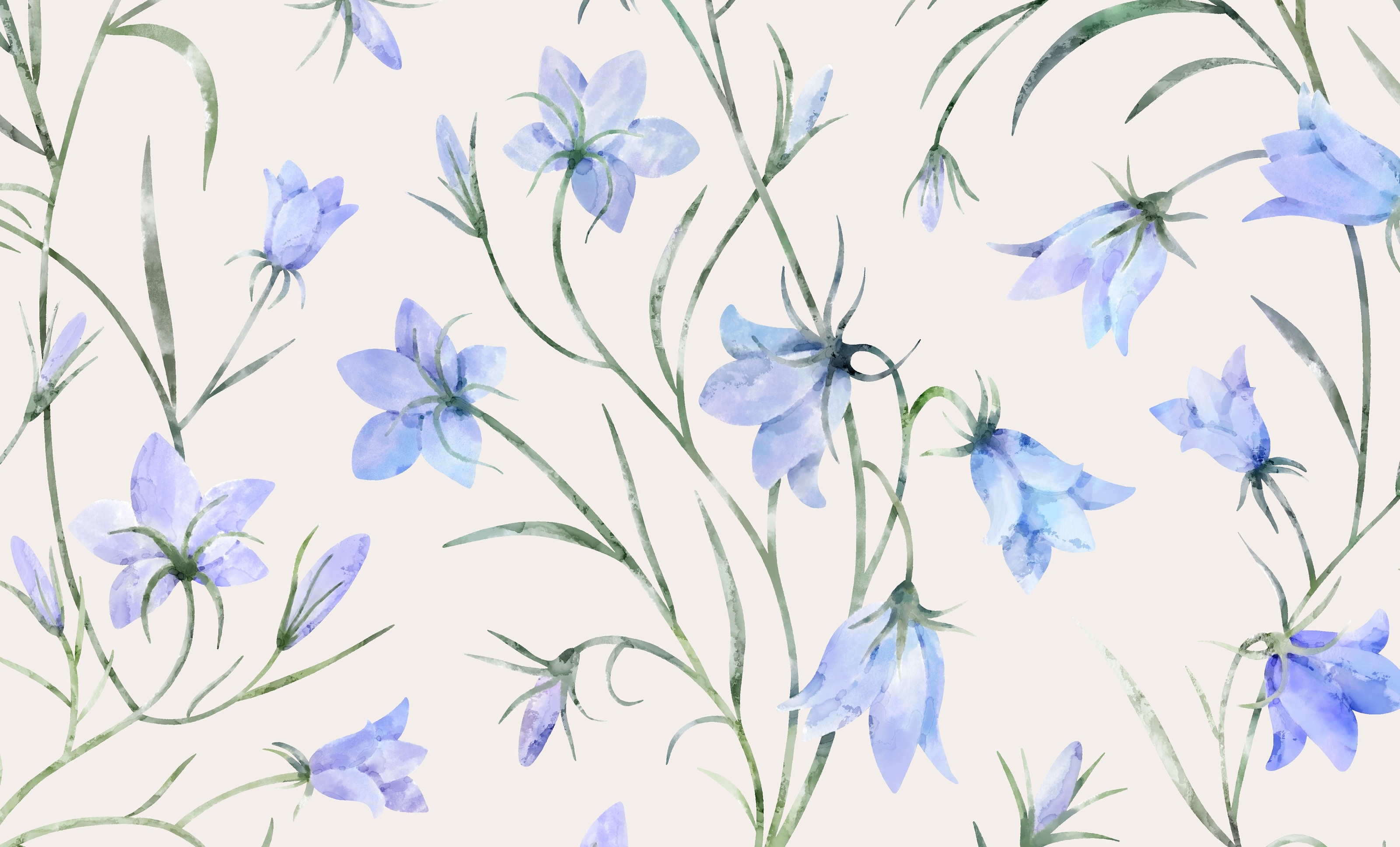 Seamless pattern with watercolor flowers bluebells — Изображение №1 — Иллюстрация на Dprofile