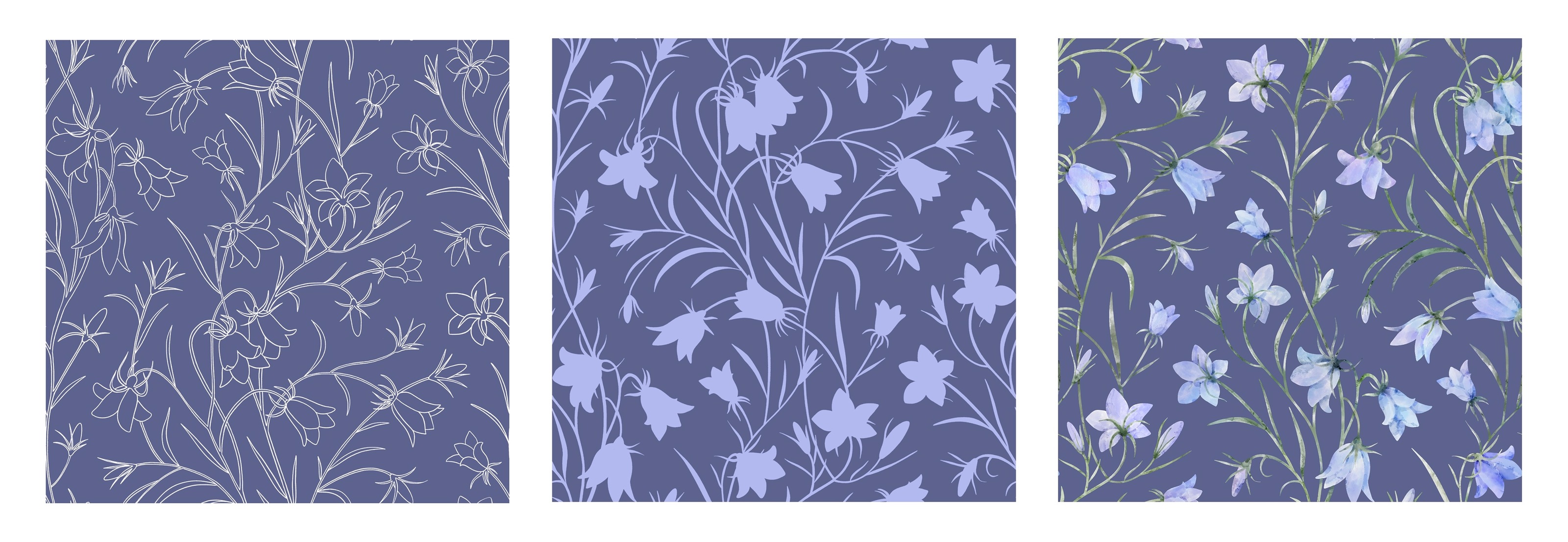 Seamless pattern with watercolor flowers bluebells — Изображение №4 — Иллюстрация на Dprofile