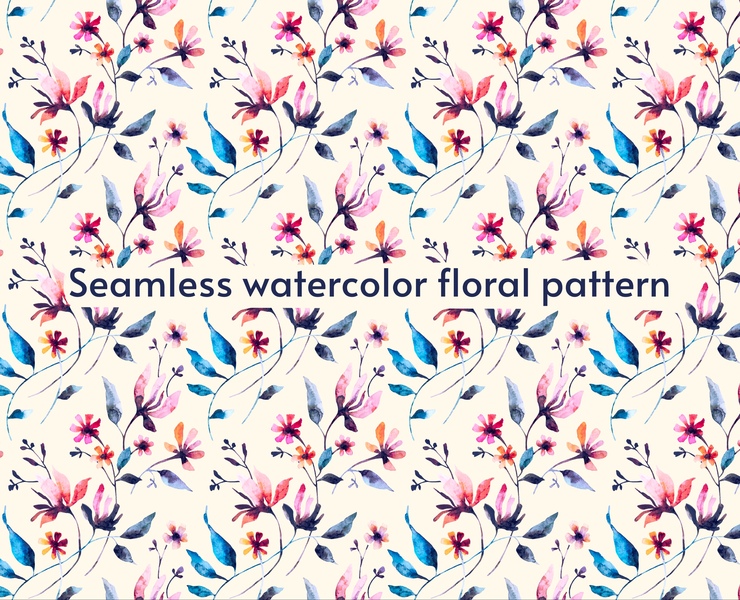 Seamless hand drawn watercolor flower pattern — Иллюстрация на Dprofile