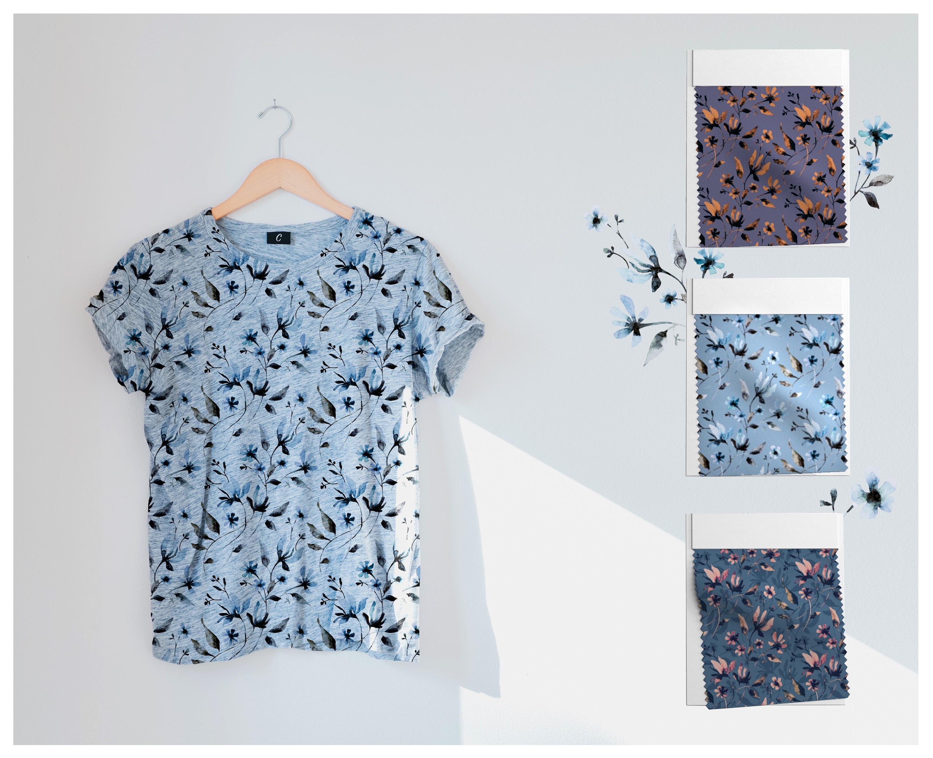 Seamless hand drawn watercolor flower pattern — Изображение №4 — Иллюстрация на Dprofile