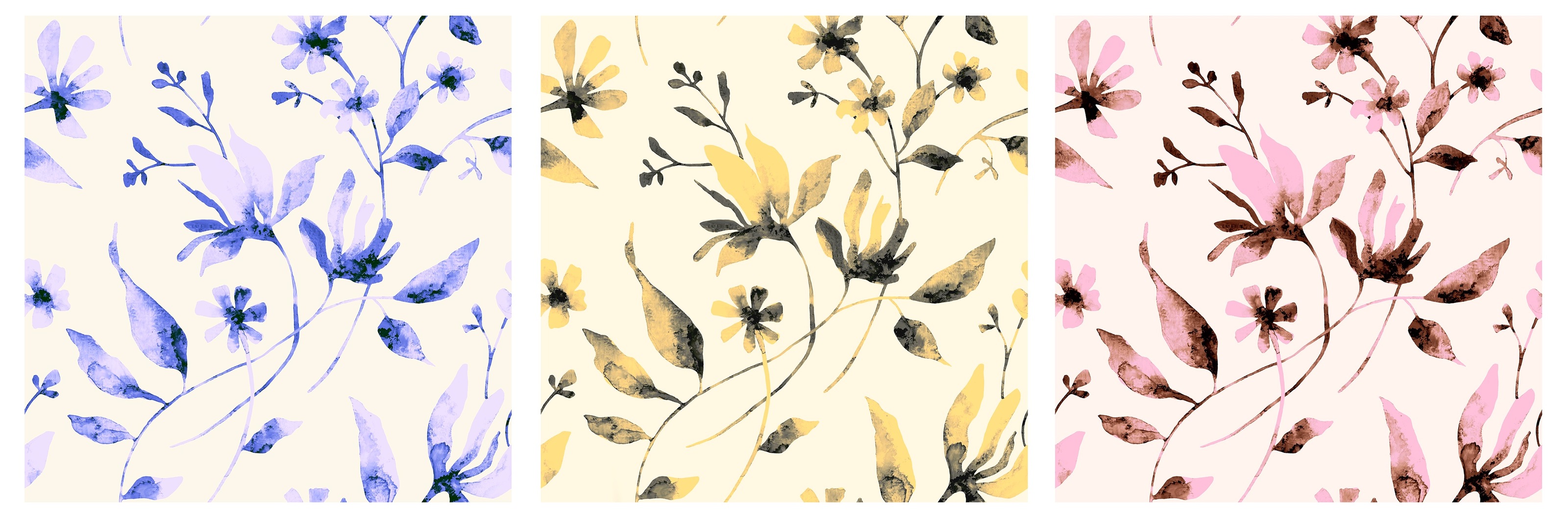 Seamless hand drawn watercolor flower pattern — Изображение №5 — Иллюстрация на Dprofile