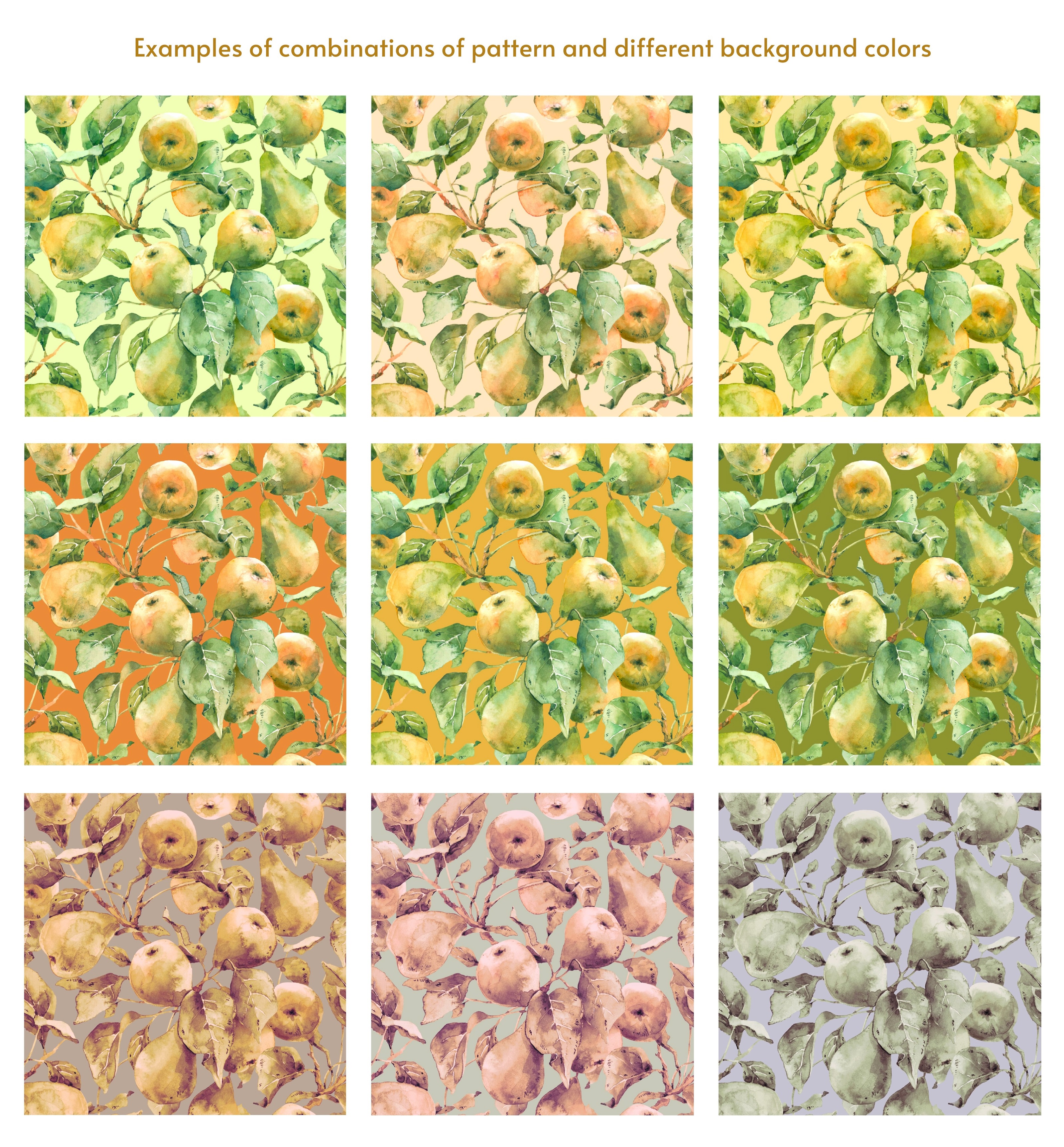 Seamless pattern with hand drawn watercolor pears — Изображение №2 — Иллюстрация на Dprofile
