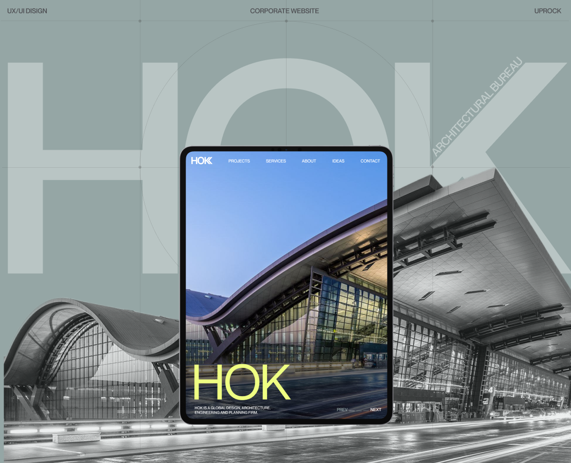 Hok architectural bureau / corporate website redesign — Интерфейсы, Брендинг на Dprofile