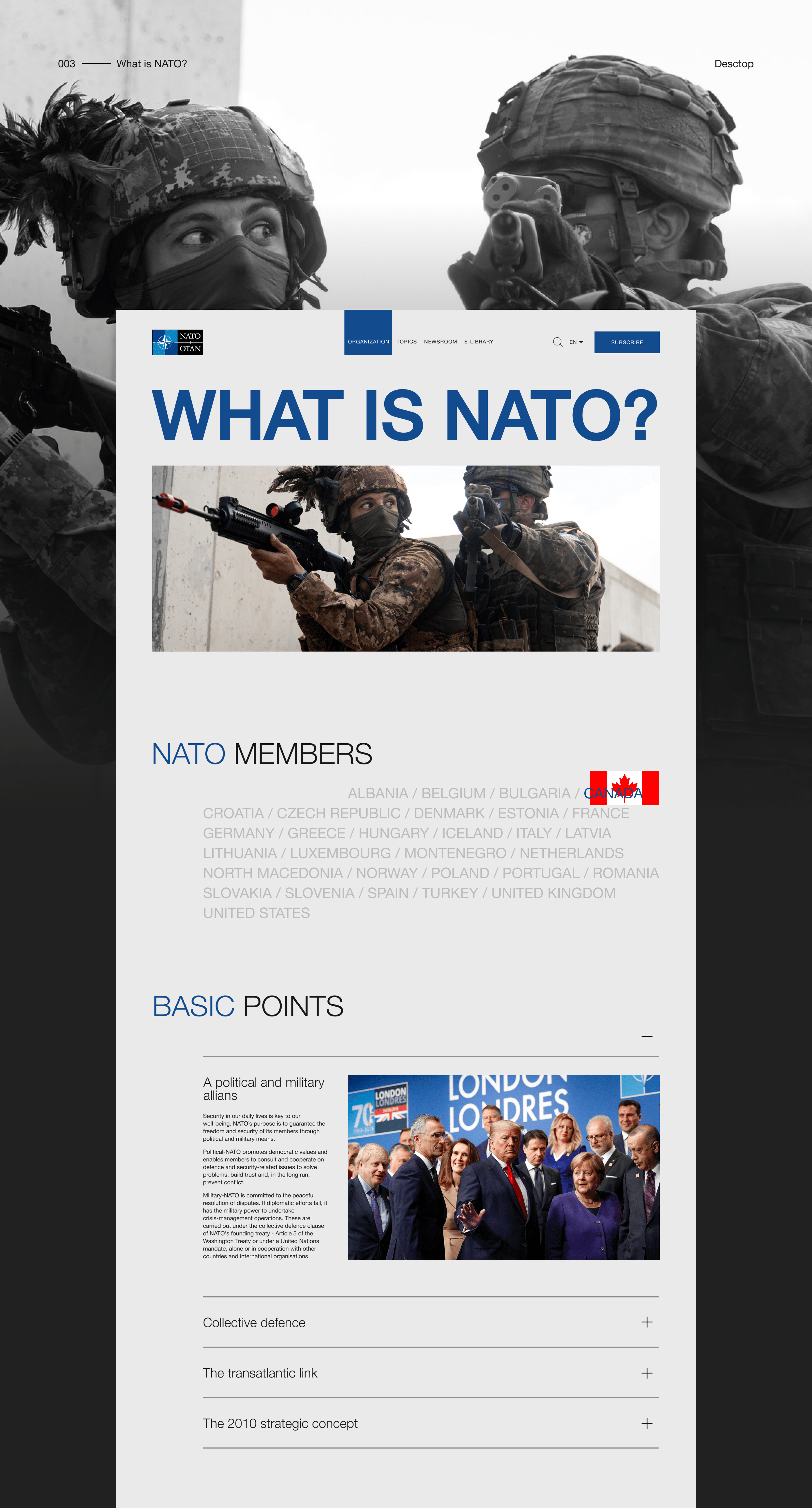 NATO — corporate website — Изображение №6 — Интерфейсы на Dprofile