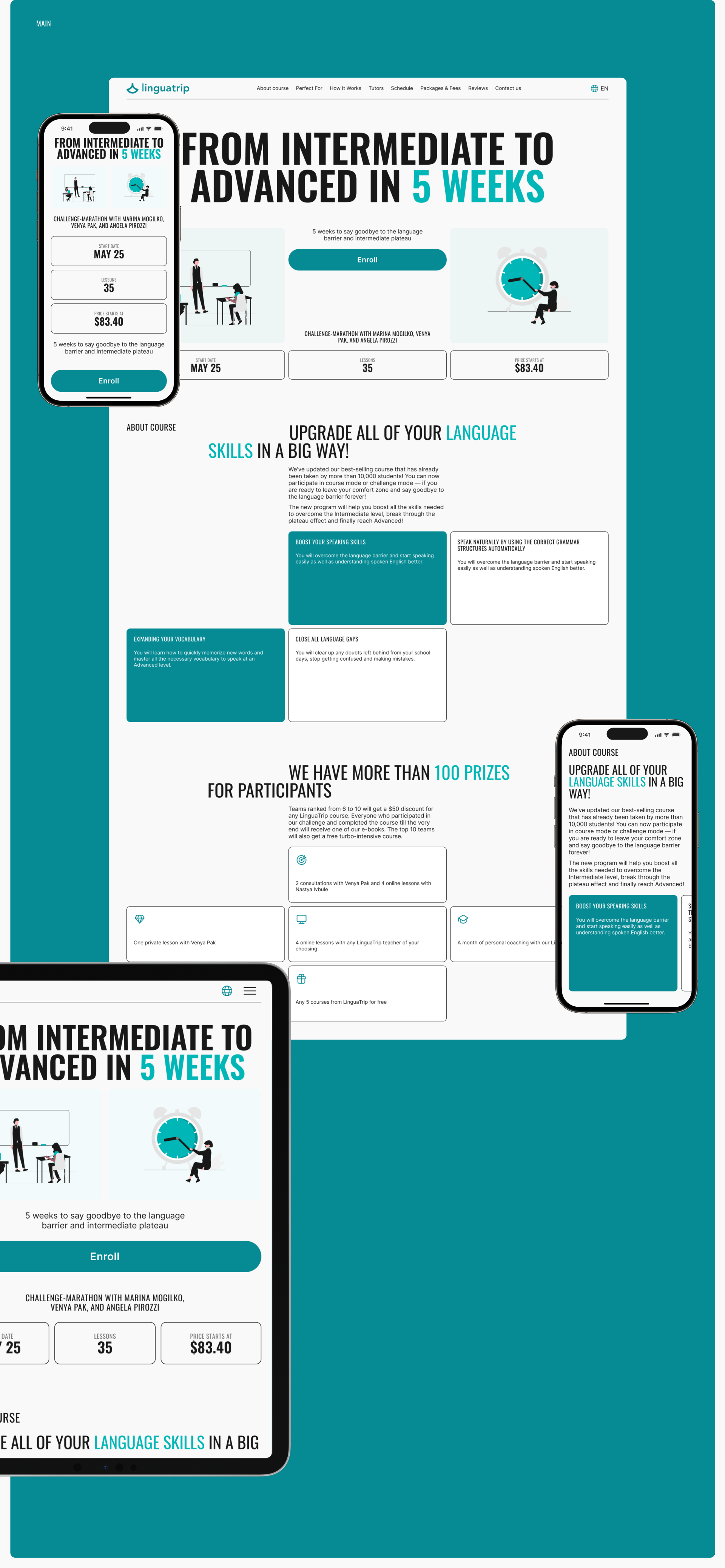 Linguatrip | Landing page for English course — Изображение №3 — Интерфейсы, Брендинг на Dprofile