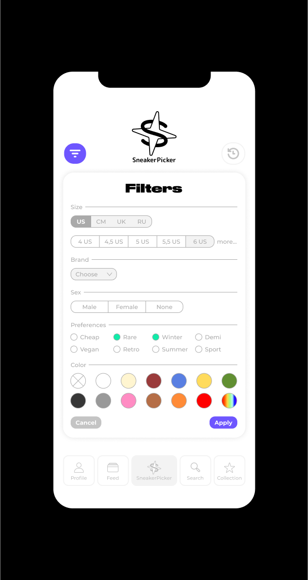 SNEAKER PICKER — Изображение №9 — Интерфейсы, Брендинг на Dprofile