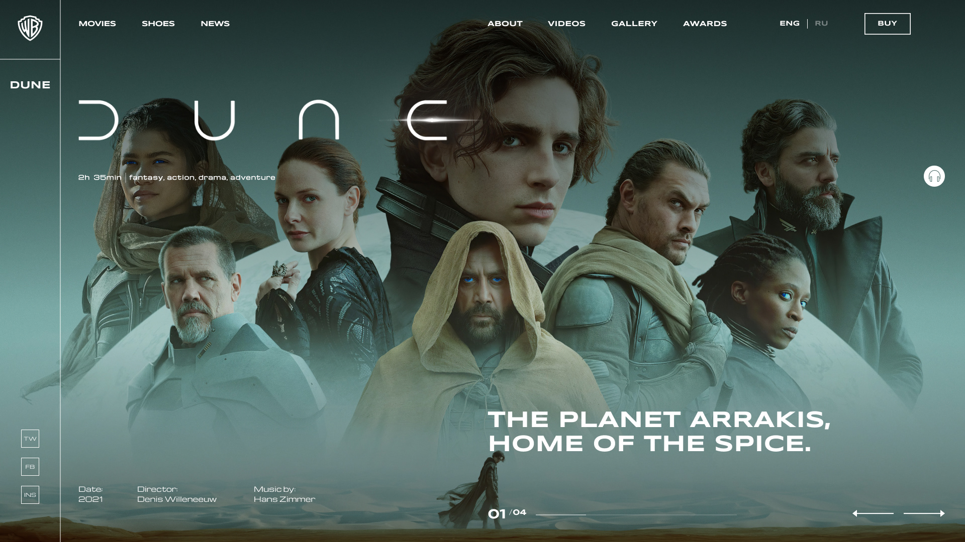Dune. 2021. Movie Page — Изображение №1 — Интерфейсы, Иллюстрация на Dprofile