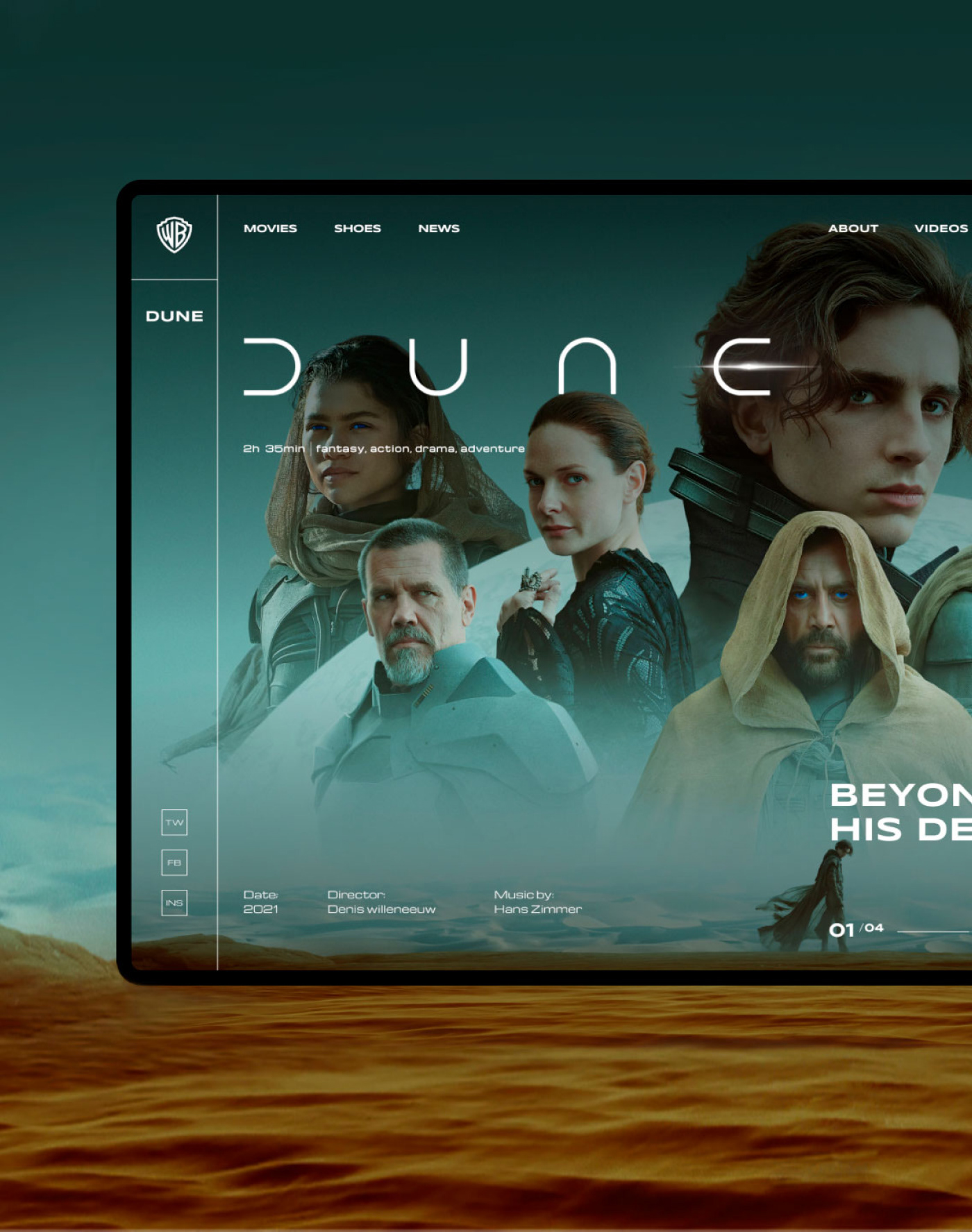 Dune. 2021. Movie Page — Изображение №2 — Интерфейсы, Иллюстрация на Dprofile