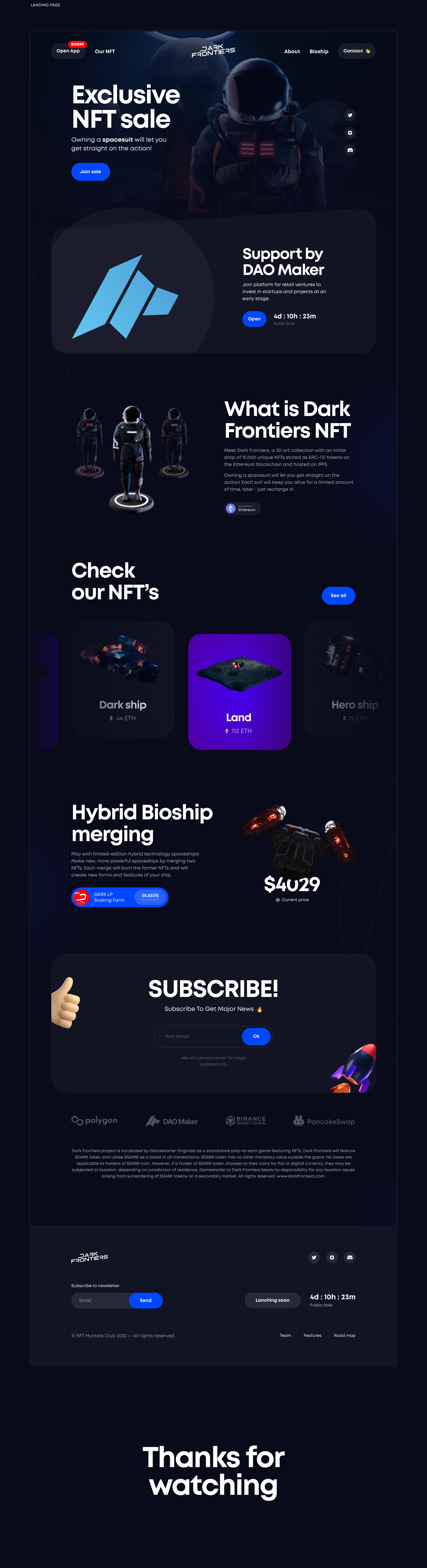 Dark Frontiers - NFT website — Изображение №2 — Интерфейсы на Dprofile