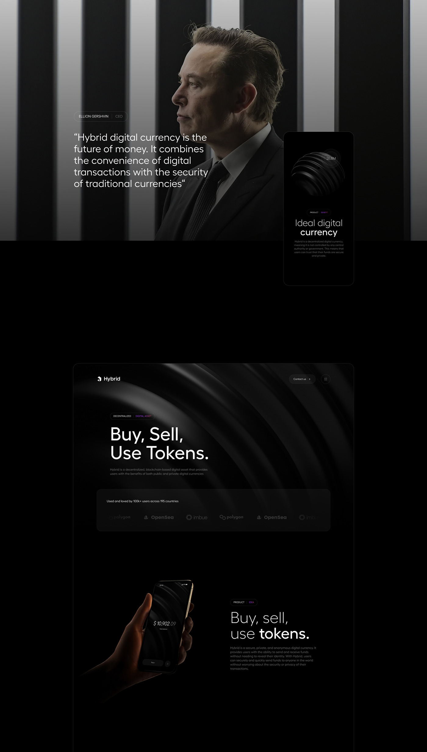 Hybrid - Digital currency website — Изображение №3 — Интерфейсы, 3D на Dprofile